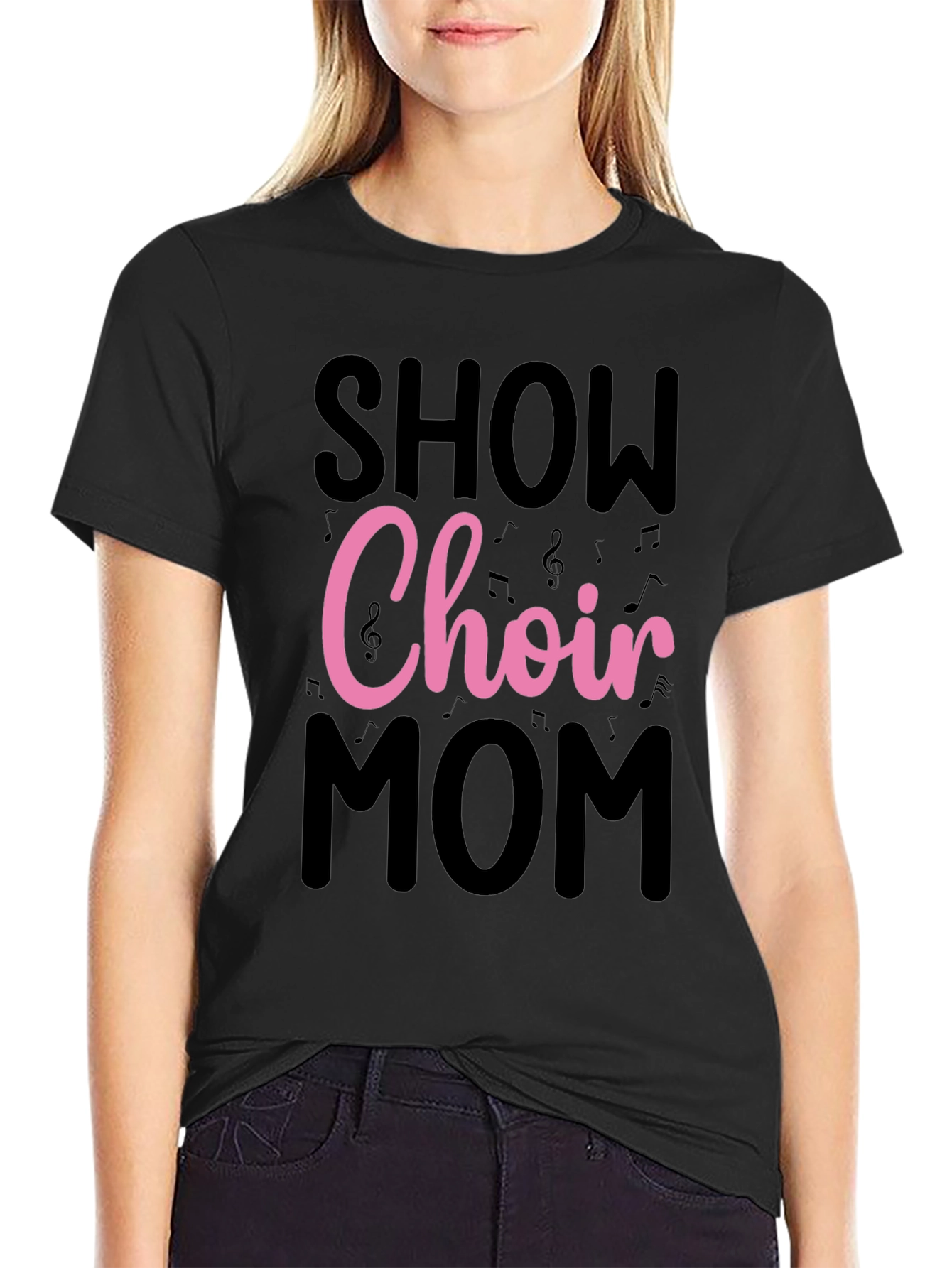 Show Choir Mom T-Shirt - Musical Notes Design