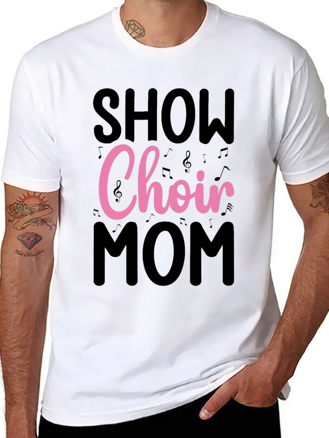 Show Choir Mom T-Shirt - Musical Notes Design