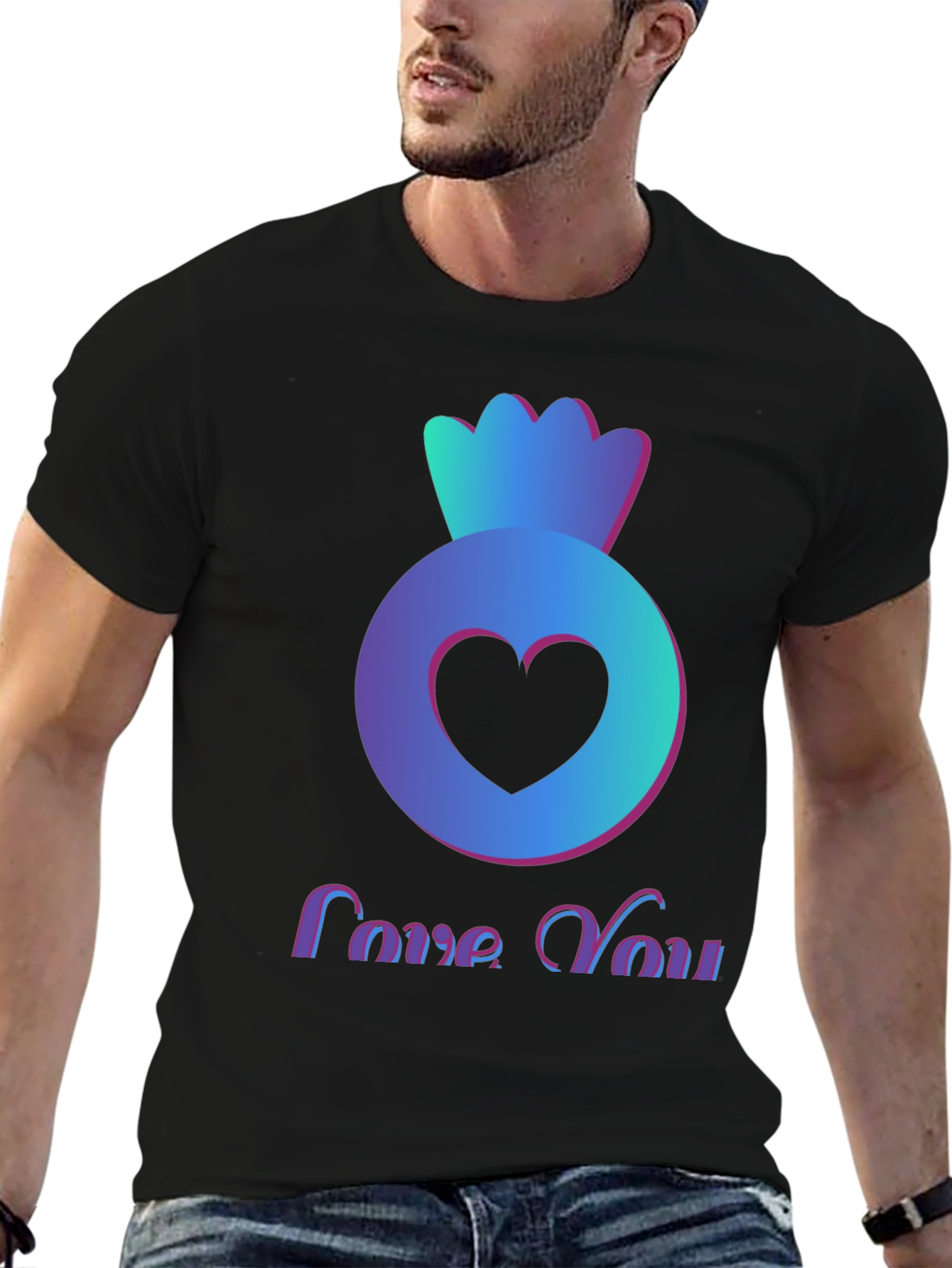 Love You Heart Candy Black T-Shirt