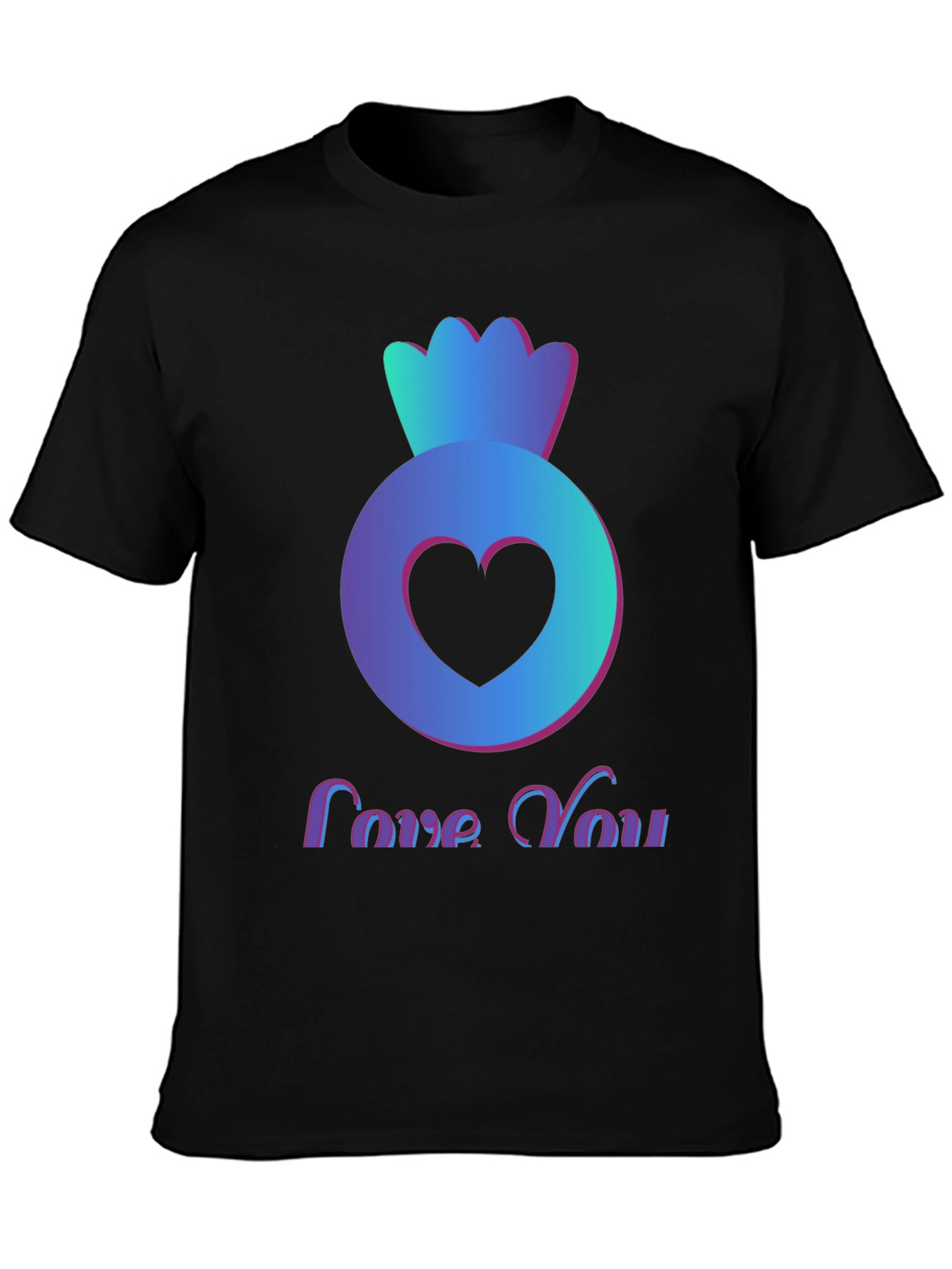 Love You Heart Candy Black T-Shirt