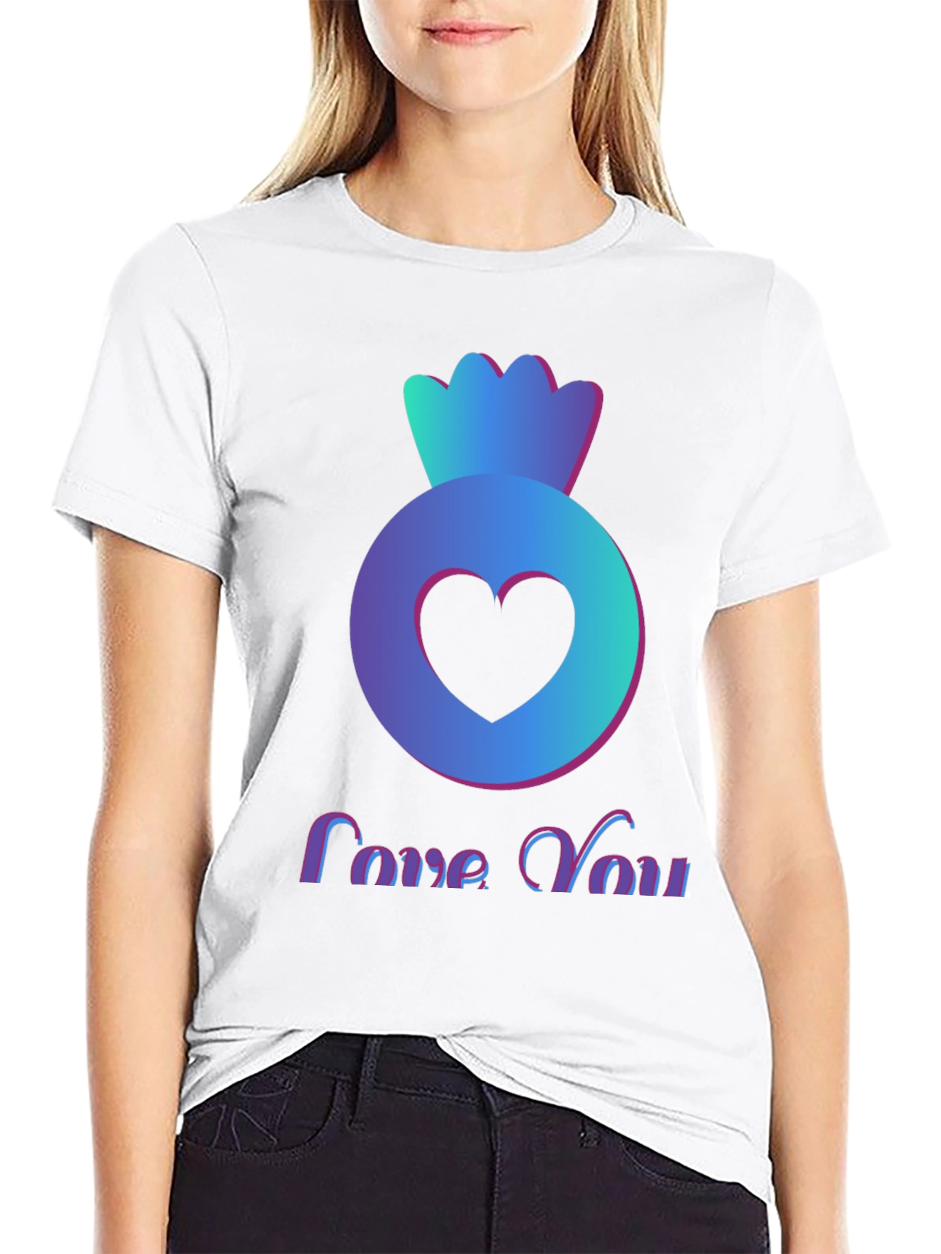 Love You Heart Candy Black T-Shirt