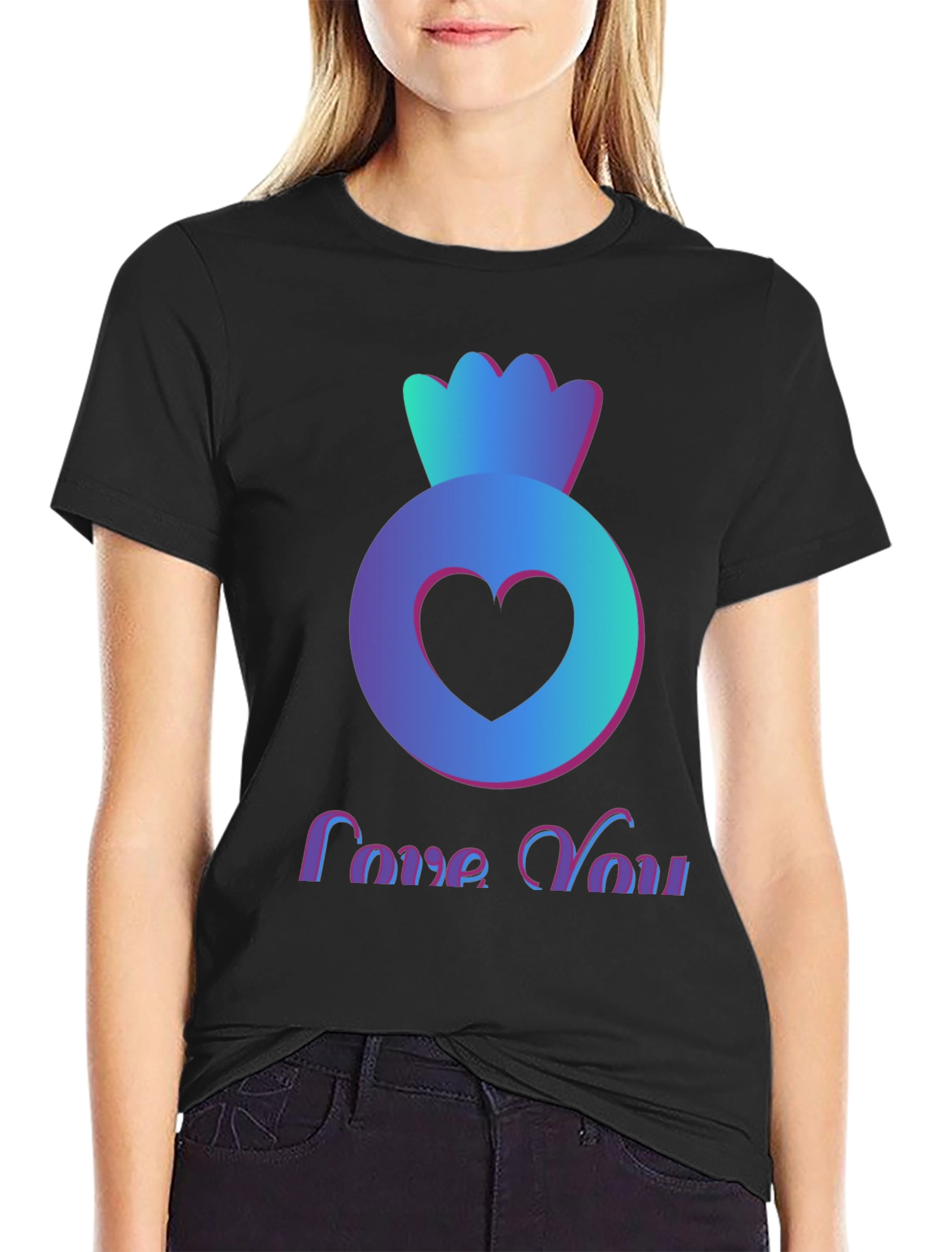 Love You Heart Candy Black T-Shirt