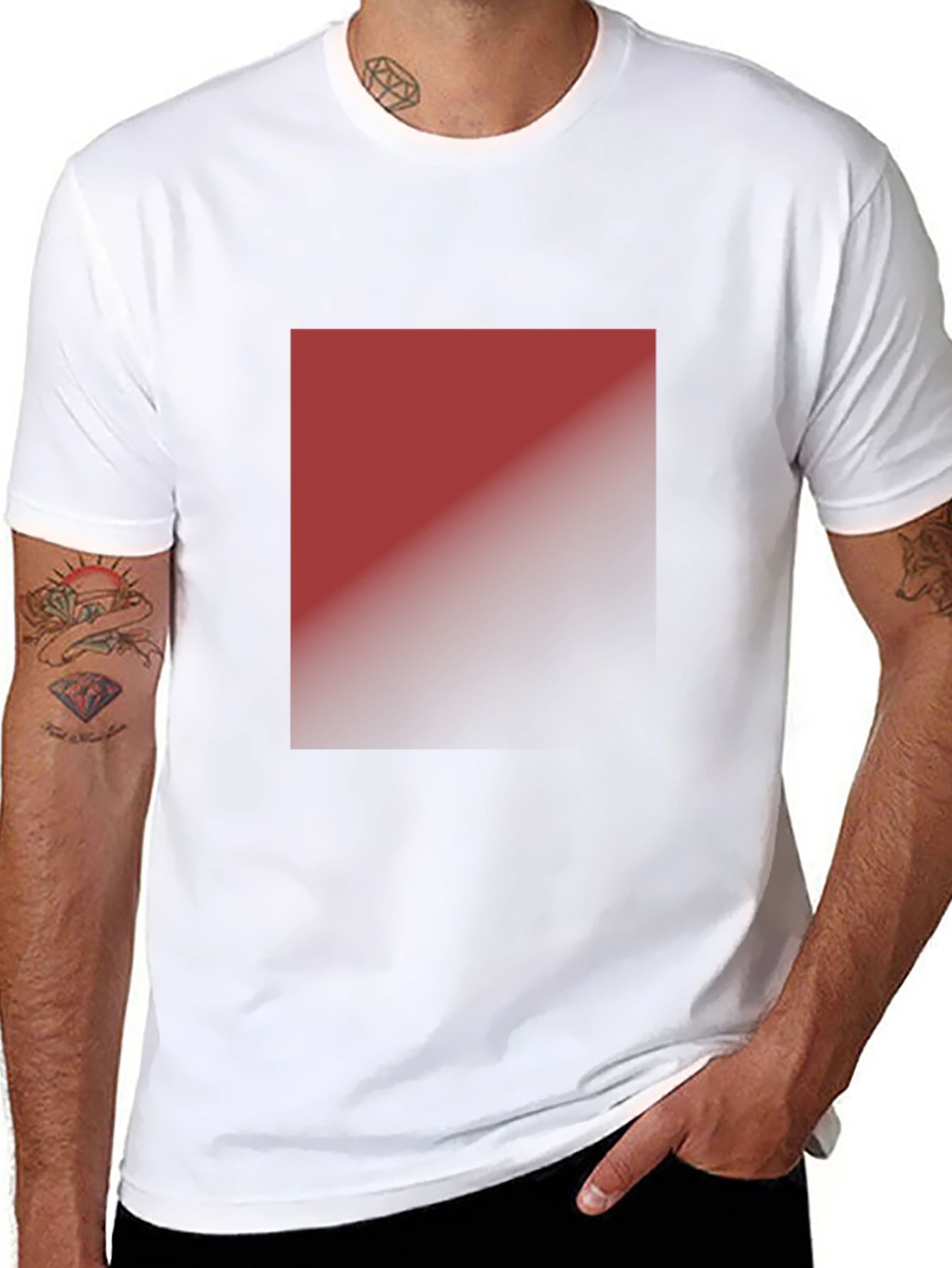 Modern Black T-Shirt with Abstract Gradient Square Design