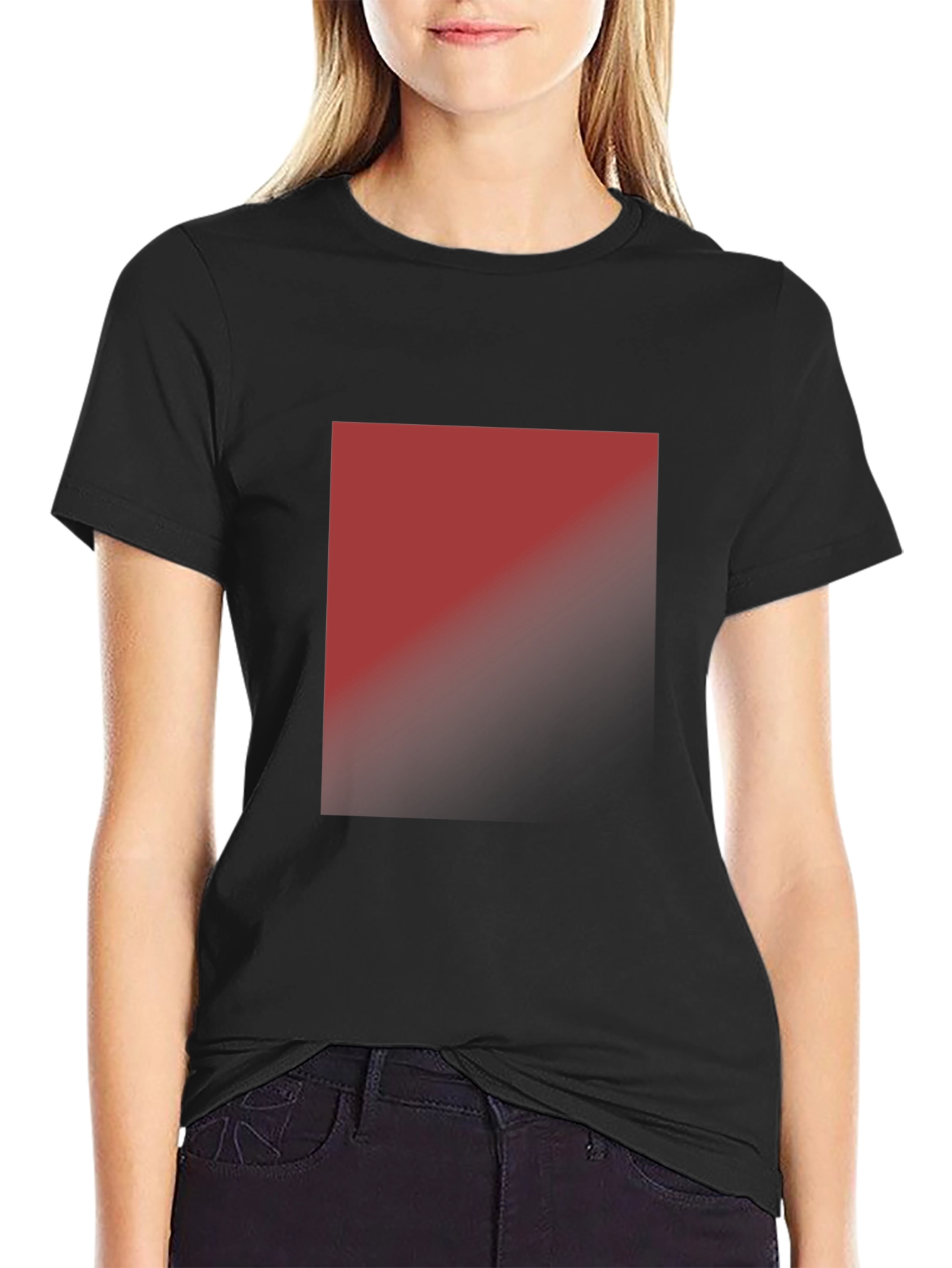 Modern Black T-Shirt with Abstract Gradient Square Design