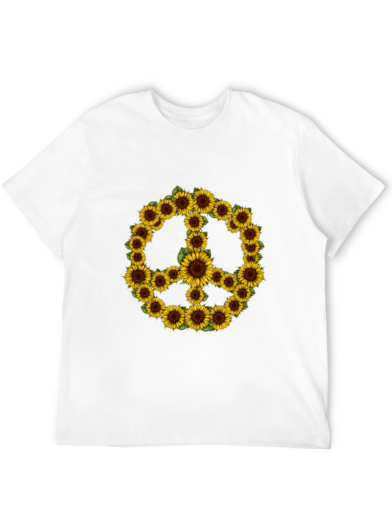 Sunflower Peace Sign Black T-Shirt