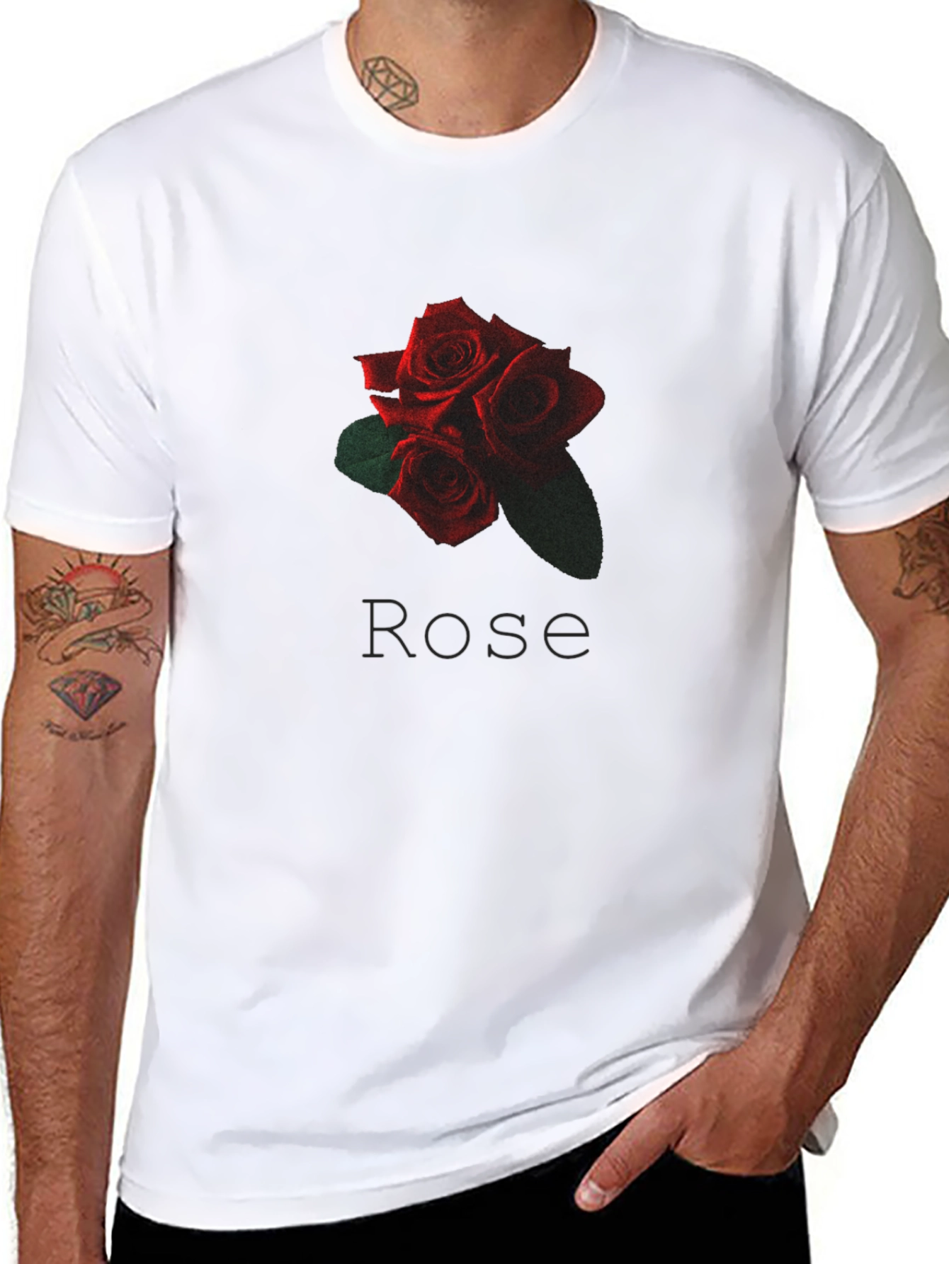 Rose Graphic Black T-Shirt - Floral Design