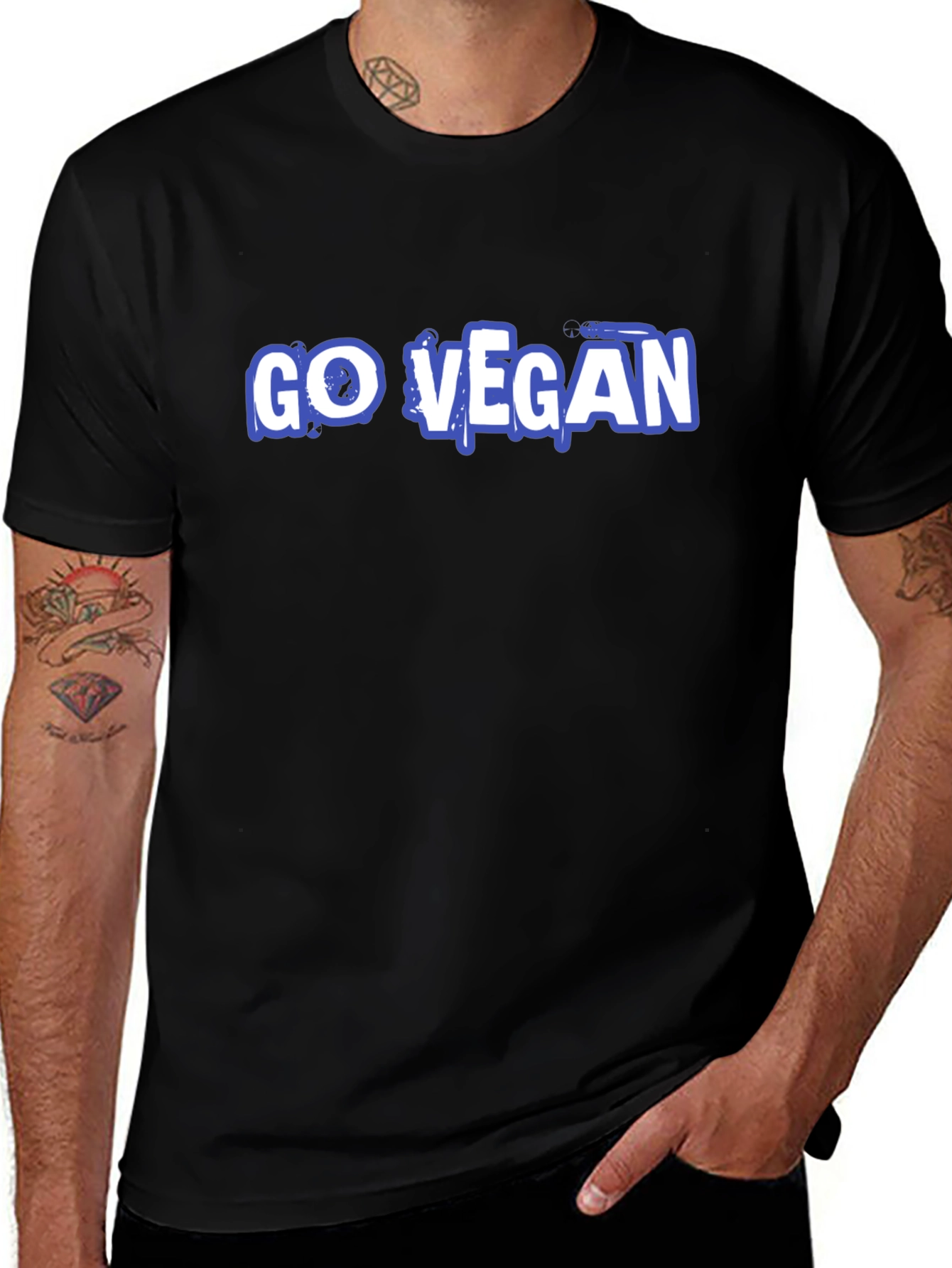Go Vegan Graphic Tee - Black Cotton T-Shirt
