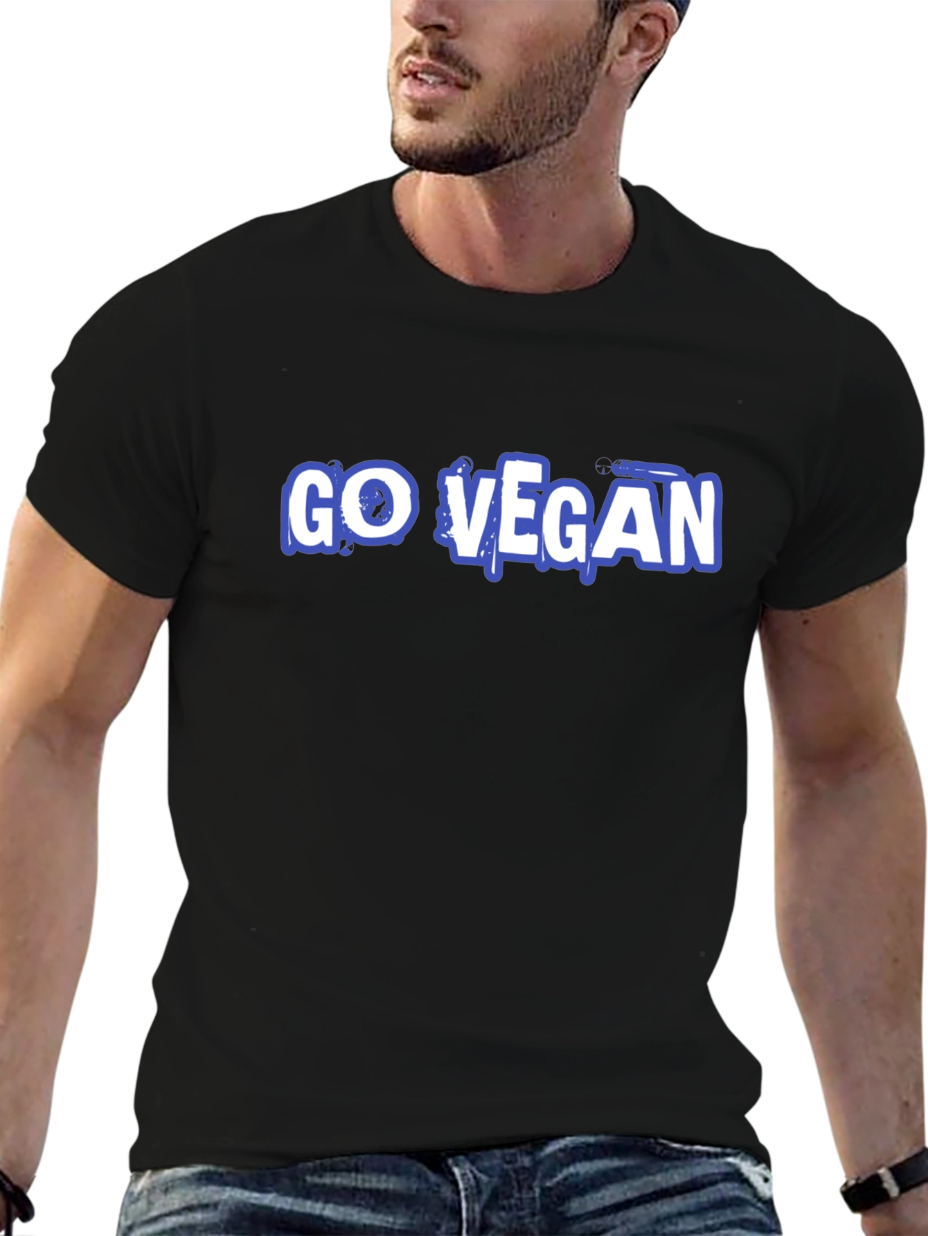 Go Vegan Graphic Tee - Black Cotton T-Shirt
