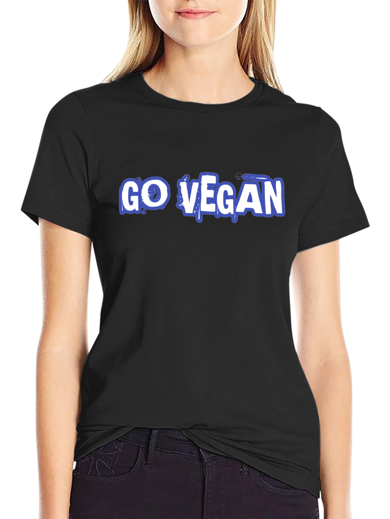 Go Vegan Graphic Tee - Black Cotton T-Shirt