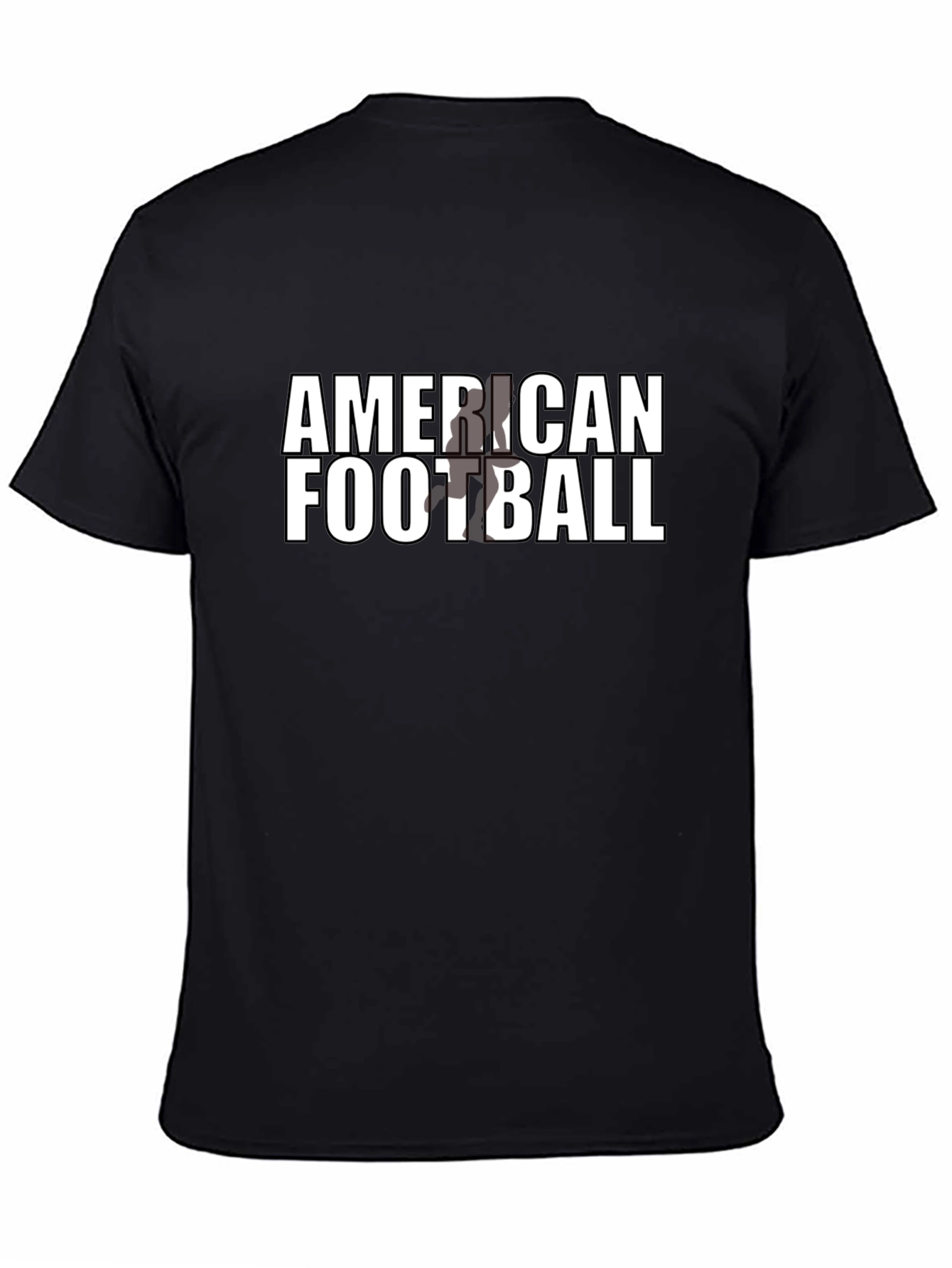 American Football Graphic Tee - Black Cotton Casual T-Shirt
