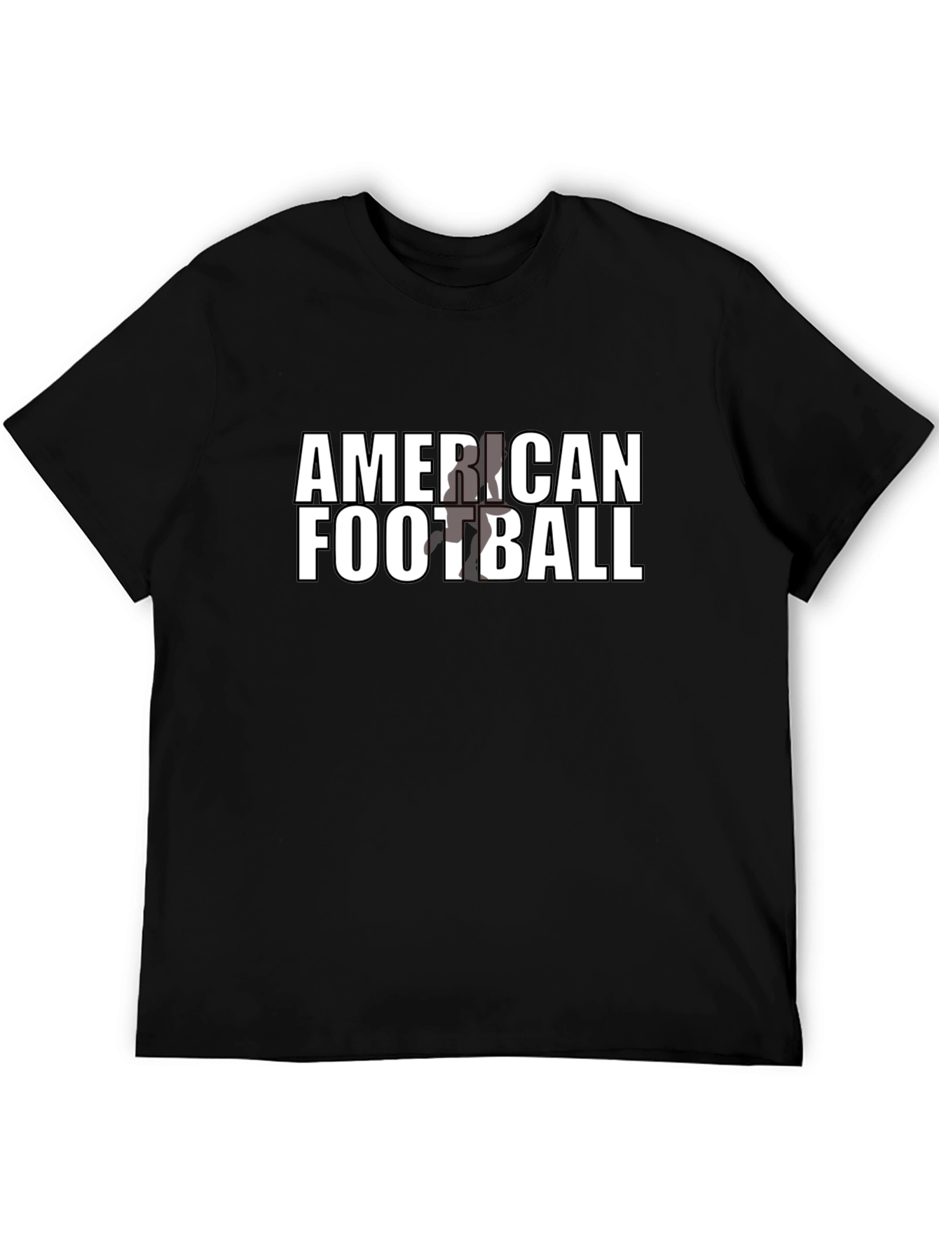 American Football Graphic Tee - Black Cotton Casual T-Shirt