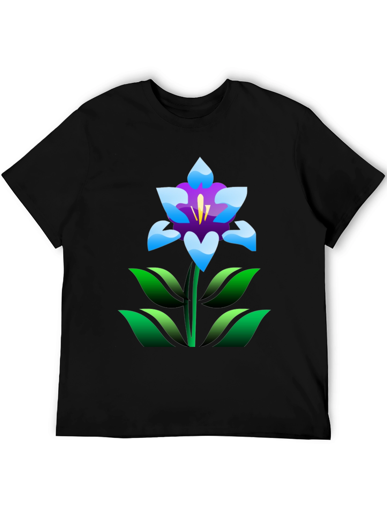 Floral T-Shirt - Black with Graphic Flower Print
