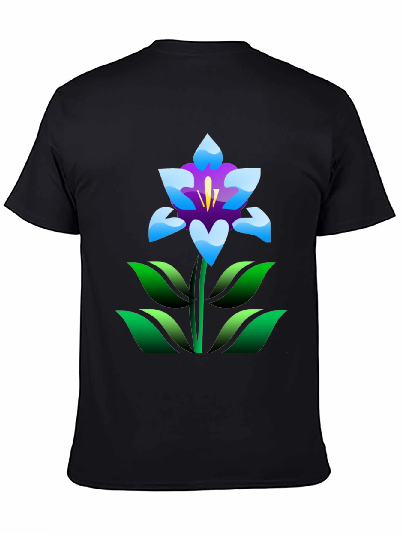 Floral T-Shirt - Black with Graphic Flower Print