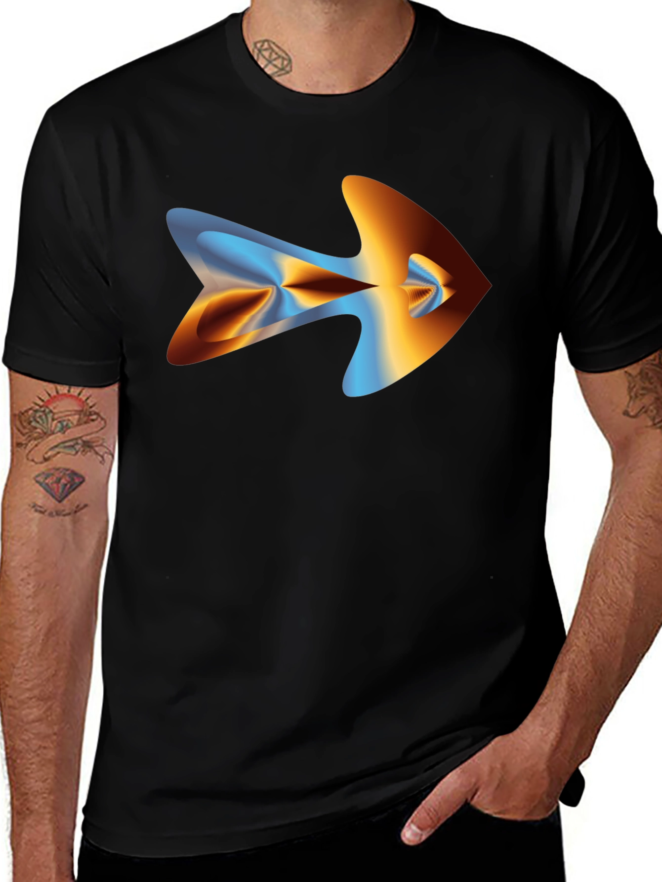 Abstract Arrow Graphic Tee - Mens Black T-Shirt
