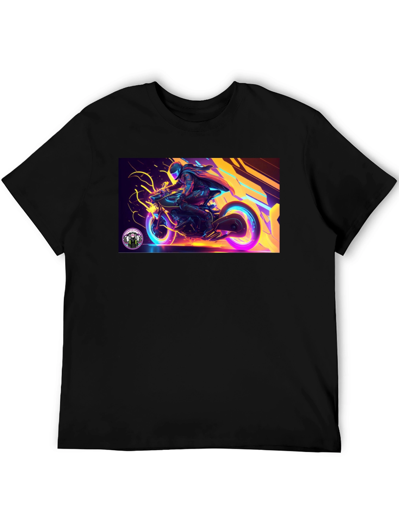 Neon Rider Graphic T-Shirt - Black