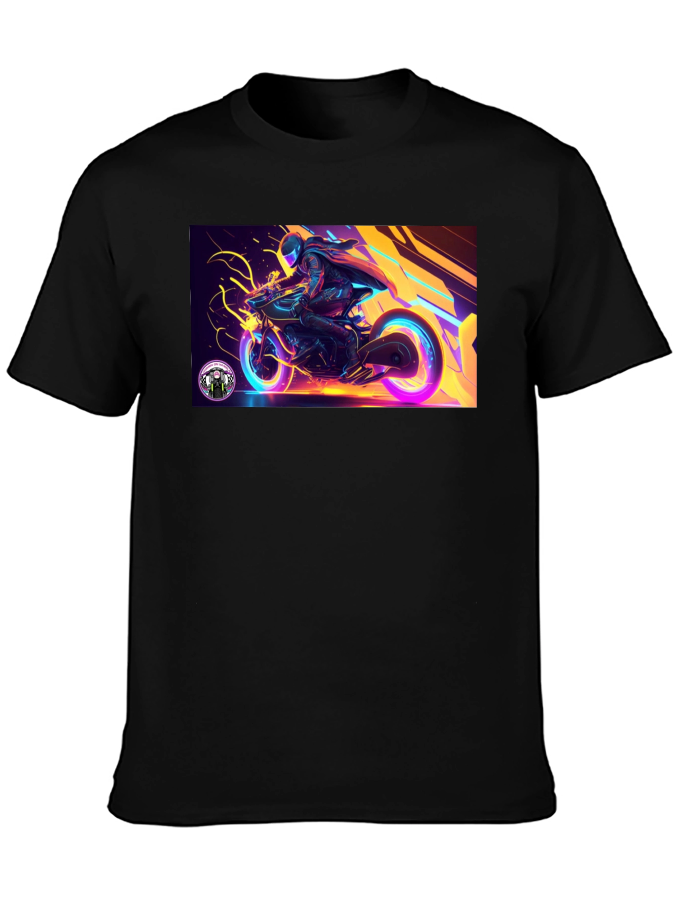 Neon Rider Graphic T-Shirt - Black