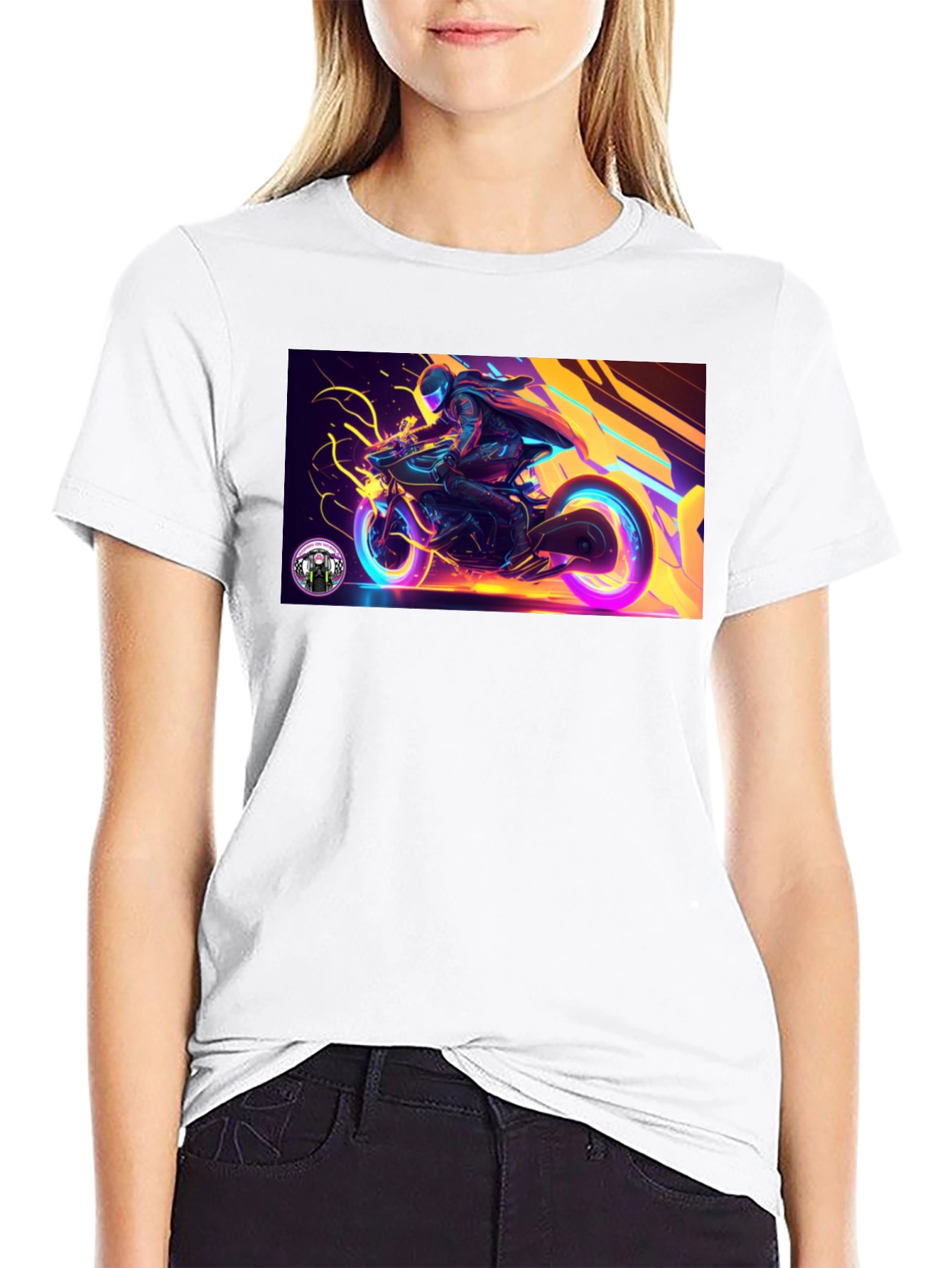 Neon Rider Graphic T-Shirt - Black