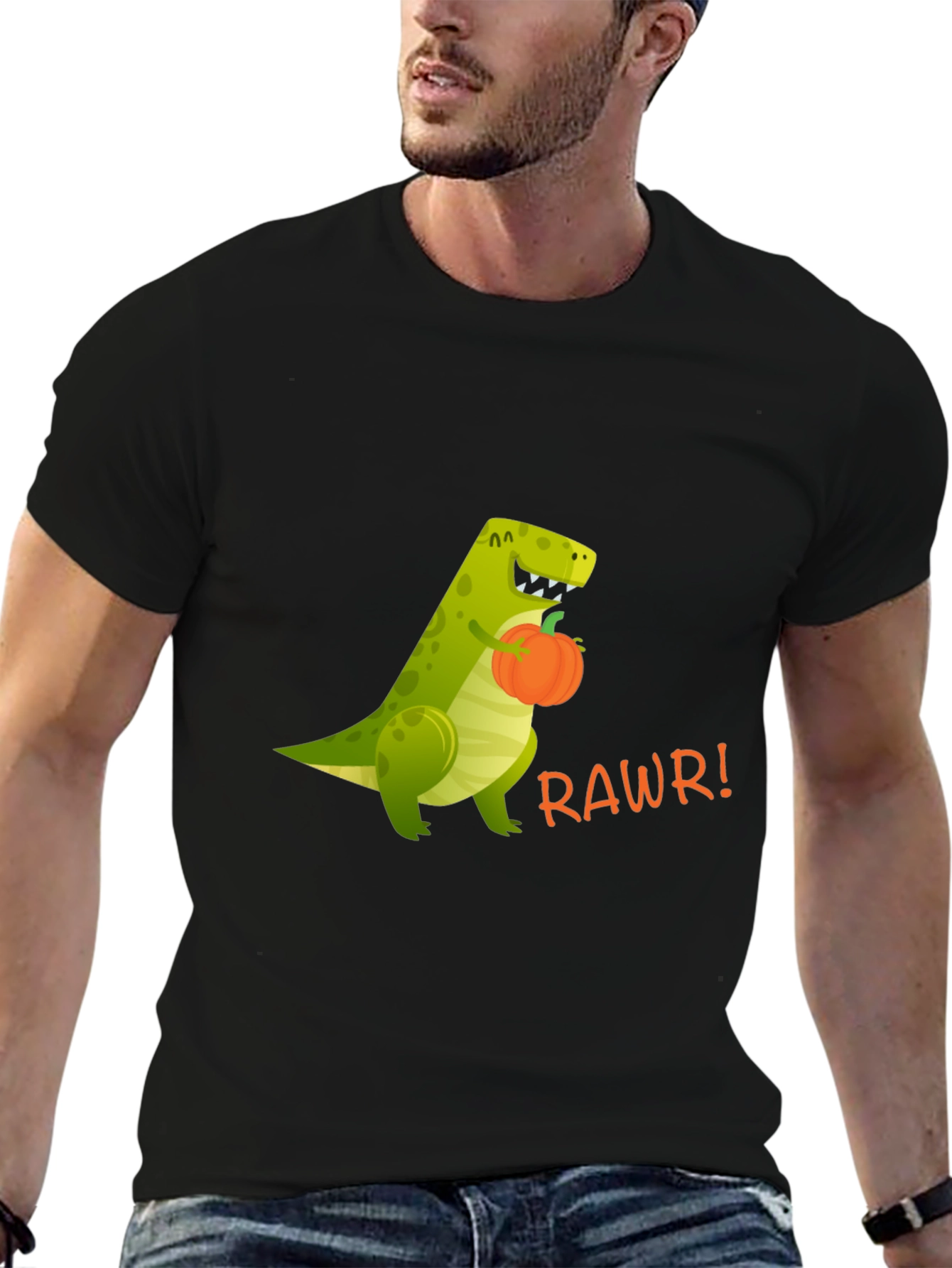Dino RAWRS for Pumpkins - Funny Graphic T-Shirt