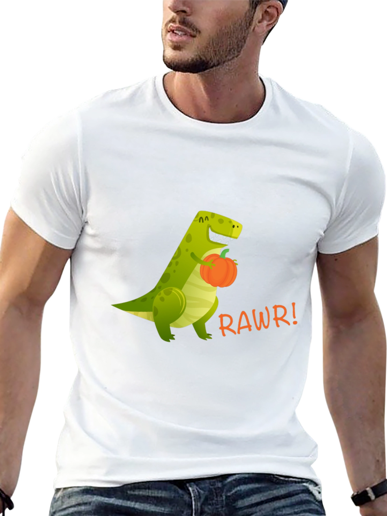 Dino RAWRS for Pumpkins - Funny Graphic T-Shirt