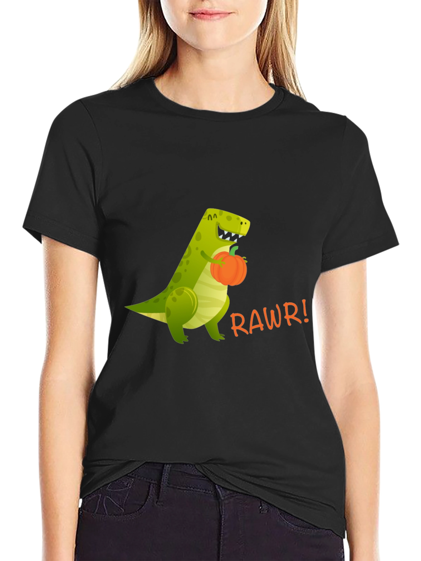 Dino RAWRS for Pumpkins - Funny Graphic T-Shirt