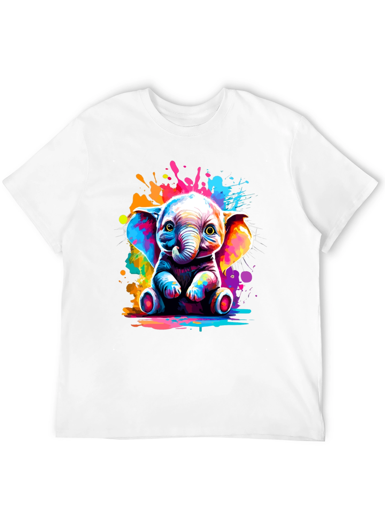 Vibrant Elephant Graphic Tee - Unisex Black T-Shirt