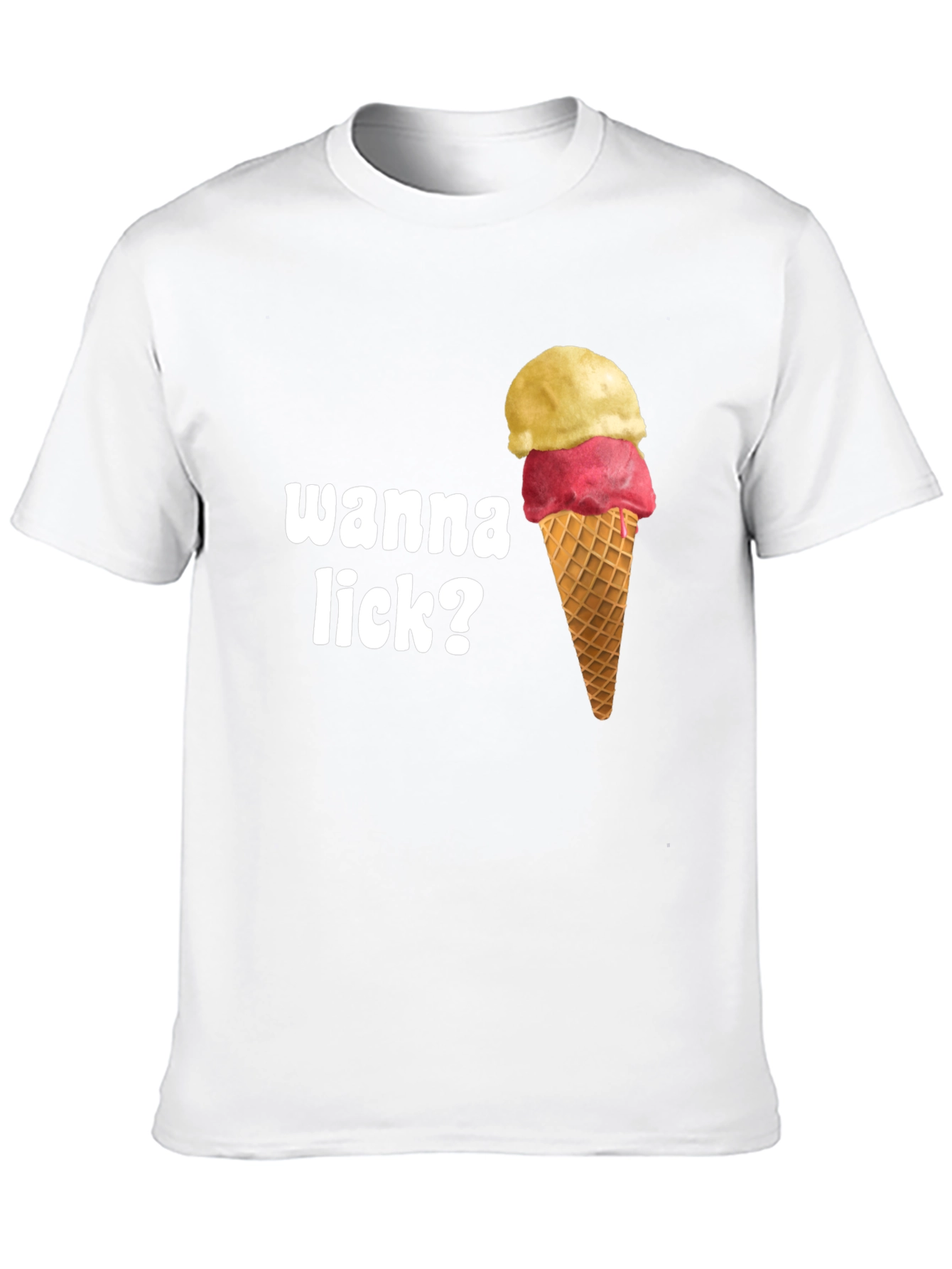Wanna Lick? Ice Cream Cone Graphic T-Shirt