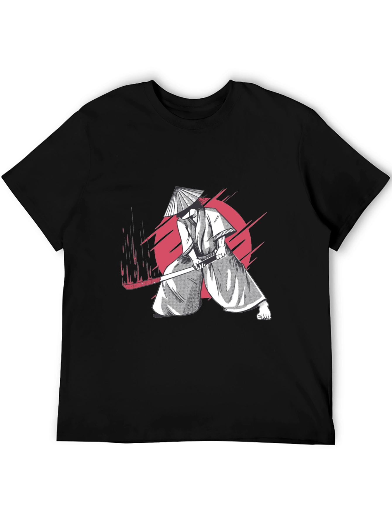 Samurai Graphic Tee - Black Cotton T-Shirt