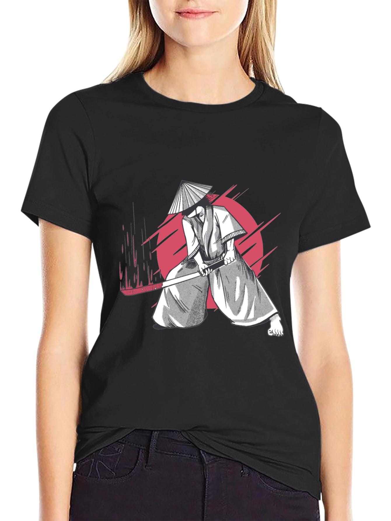 Samurai Graphic Tee - Black Cotton T-Shirt