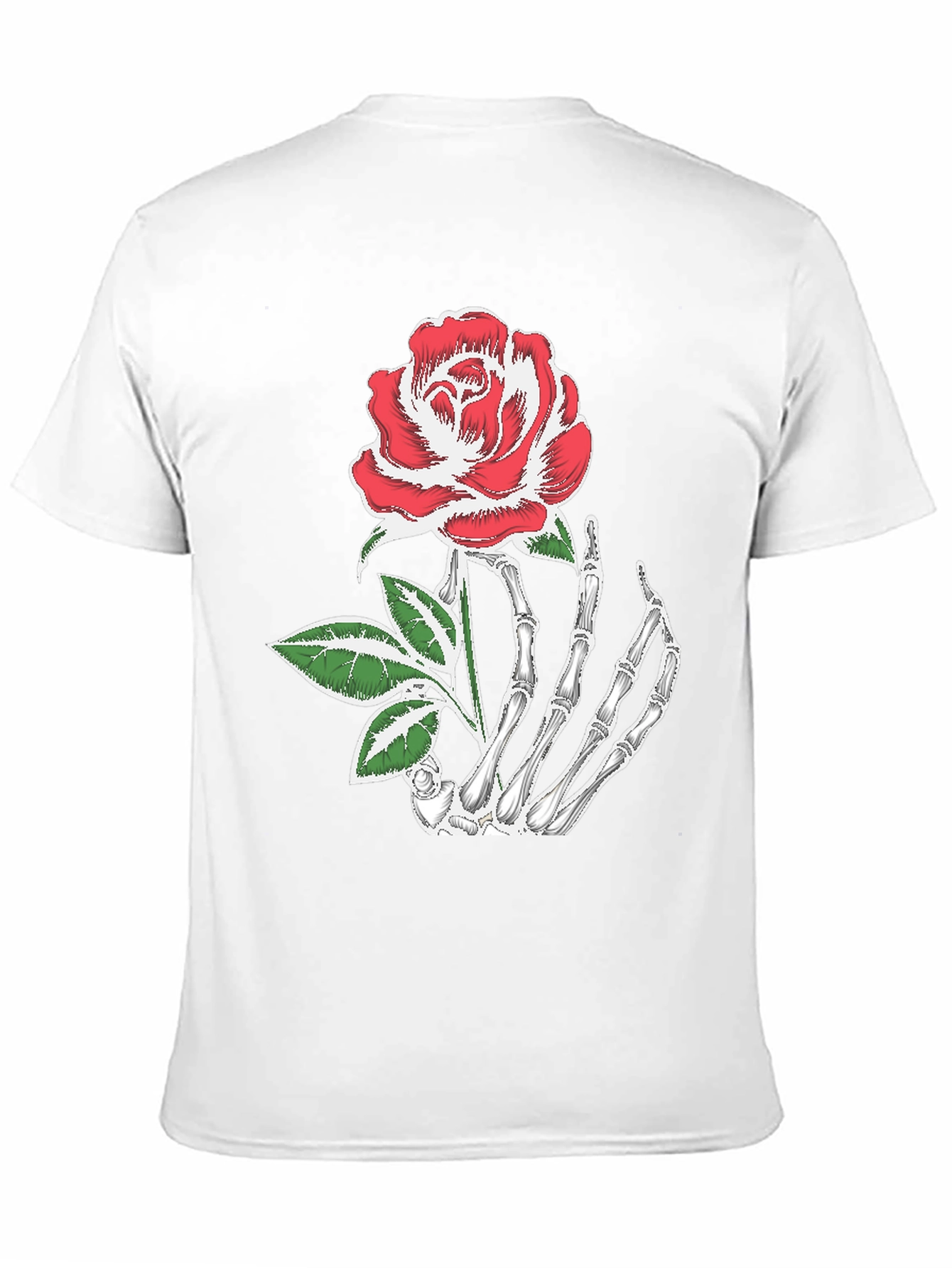 Skeleton Hand Holding Rose Graphic Tee