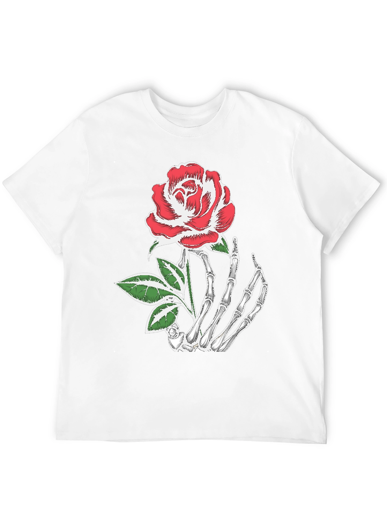Skeleton Hand Holding Rose Graphic Tee