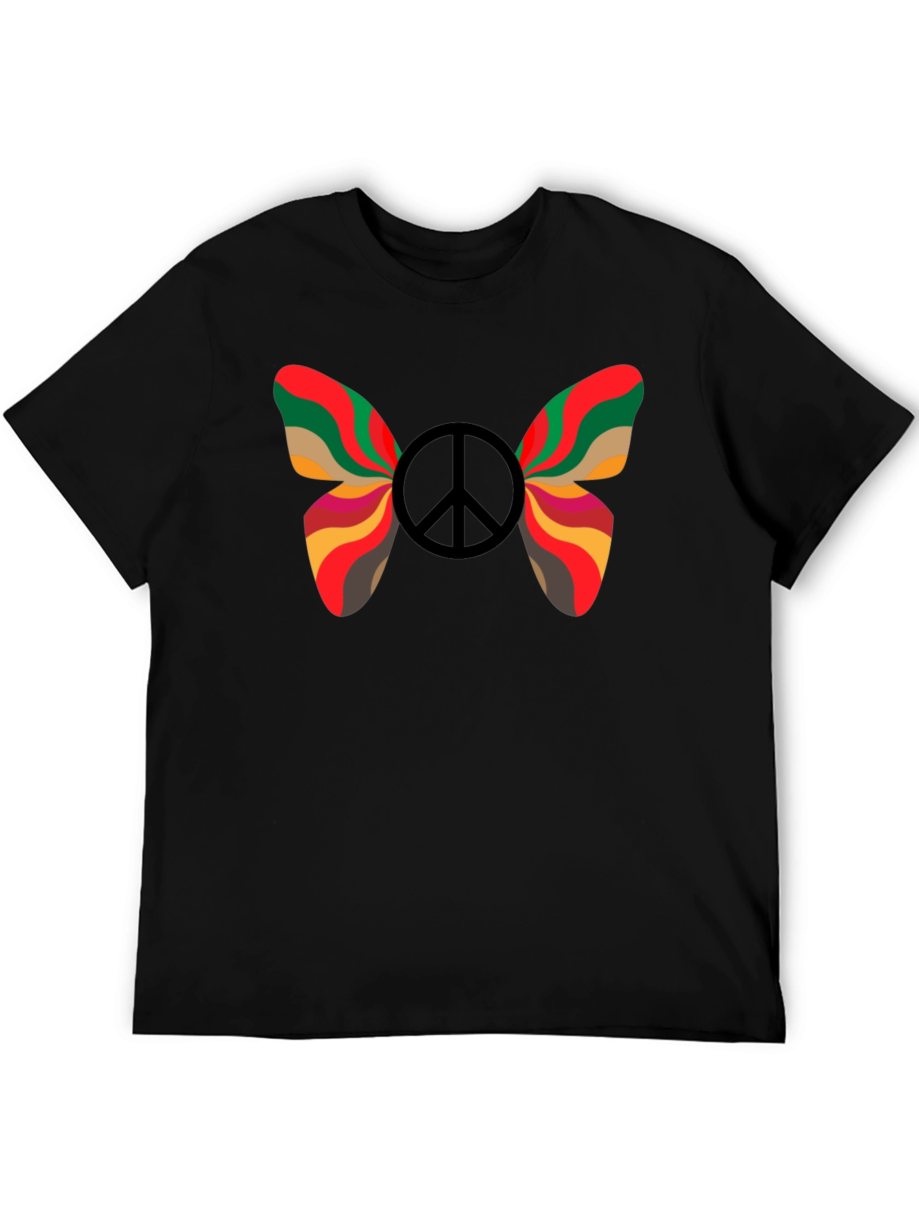 Peace Butterfly Graphic Tee - Black Cotton T-Shirt