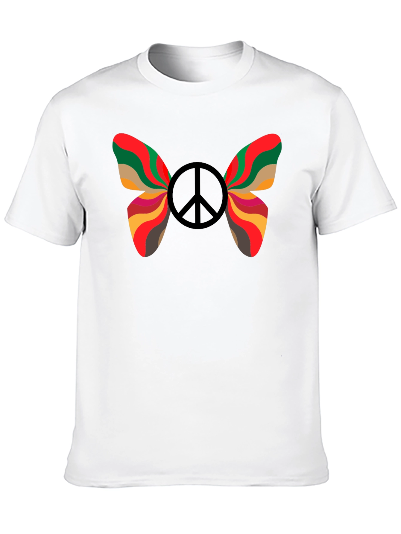 Peace Butterfly Graphic Tee - Black Cotton T-Shirt