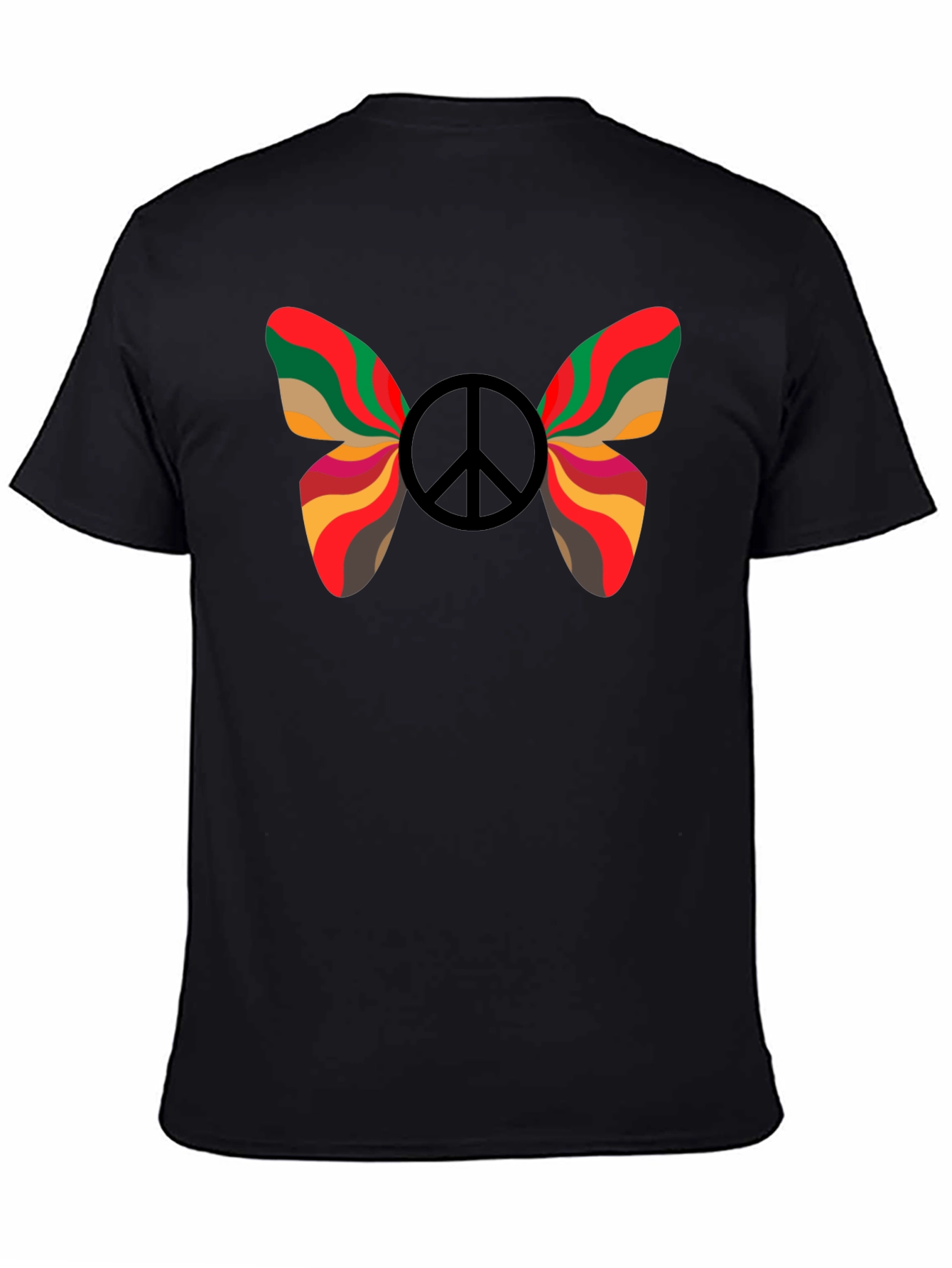 Peace Butterfly Graphic Tee - Black Cotton T-Shirt