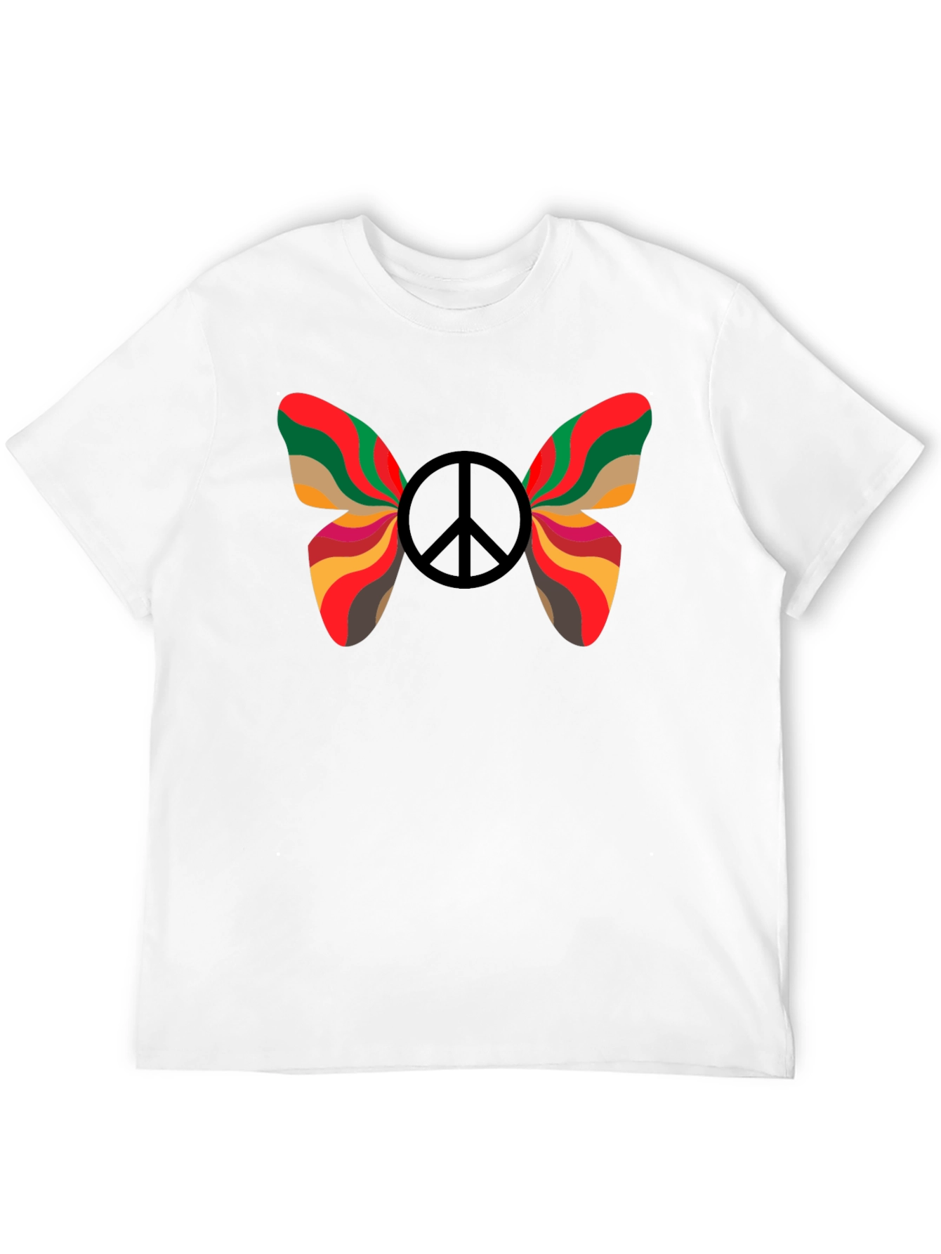 Peace Butterfly Graphic Tee - Black Cotton T-Shirt
