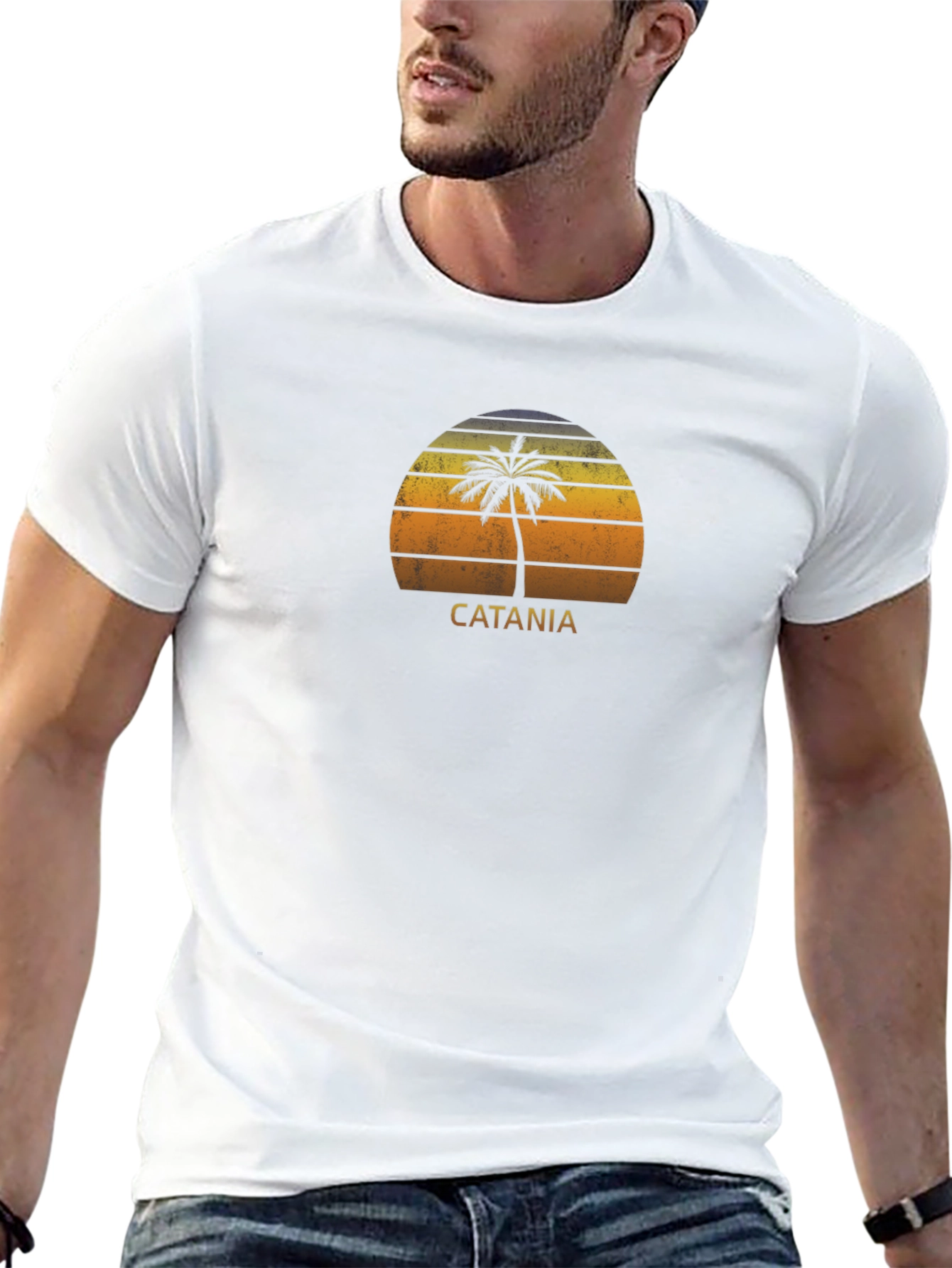 Catania Palm Tree Sunset Graphic T-Shirt