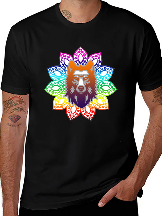 Wolf Mandala Mens T-Shirt