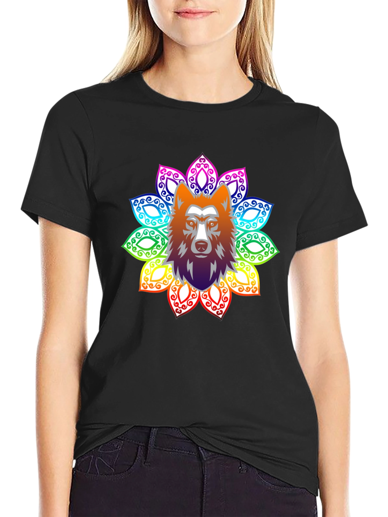 Wolf Mandala Mens T-Shirt
