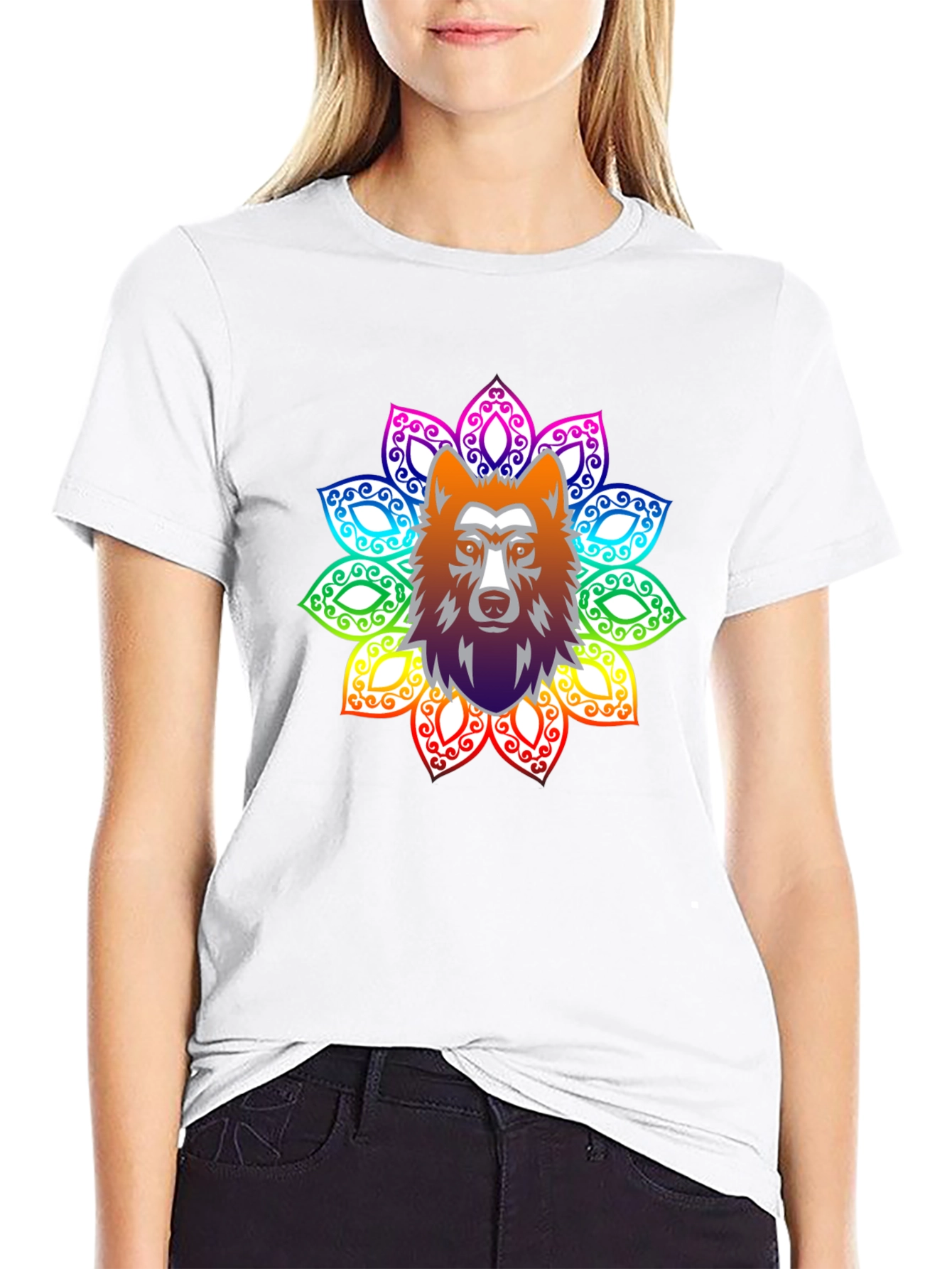 Wolf Mandala Mens T-Shirt