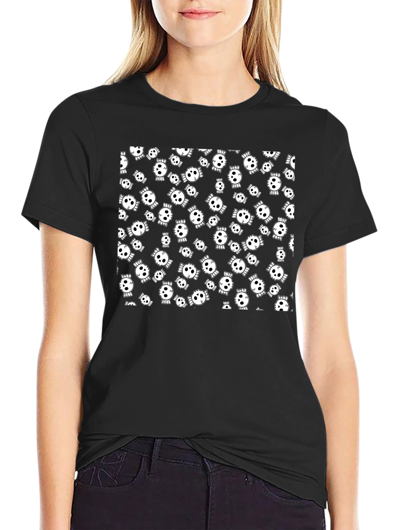 Skull Pattern Black T-Shirt
