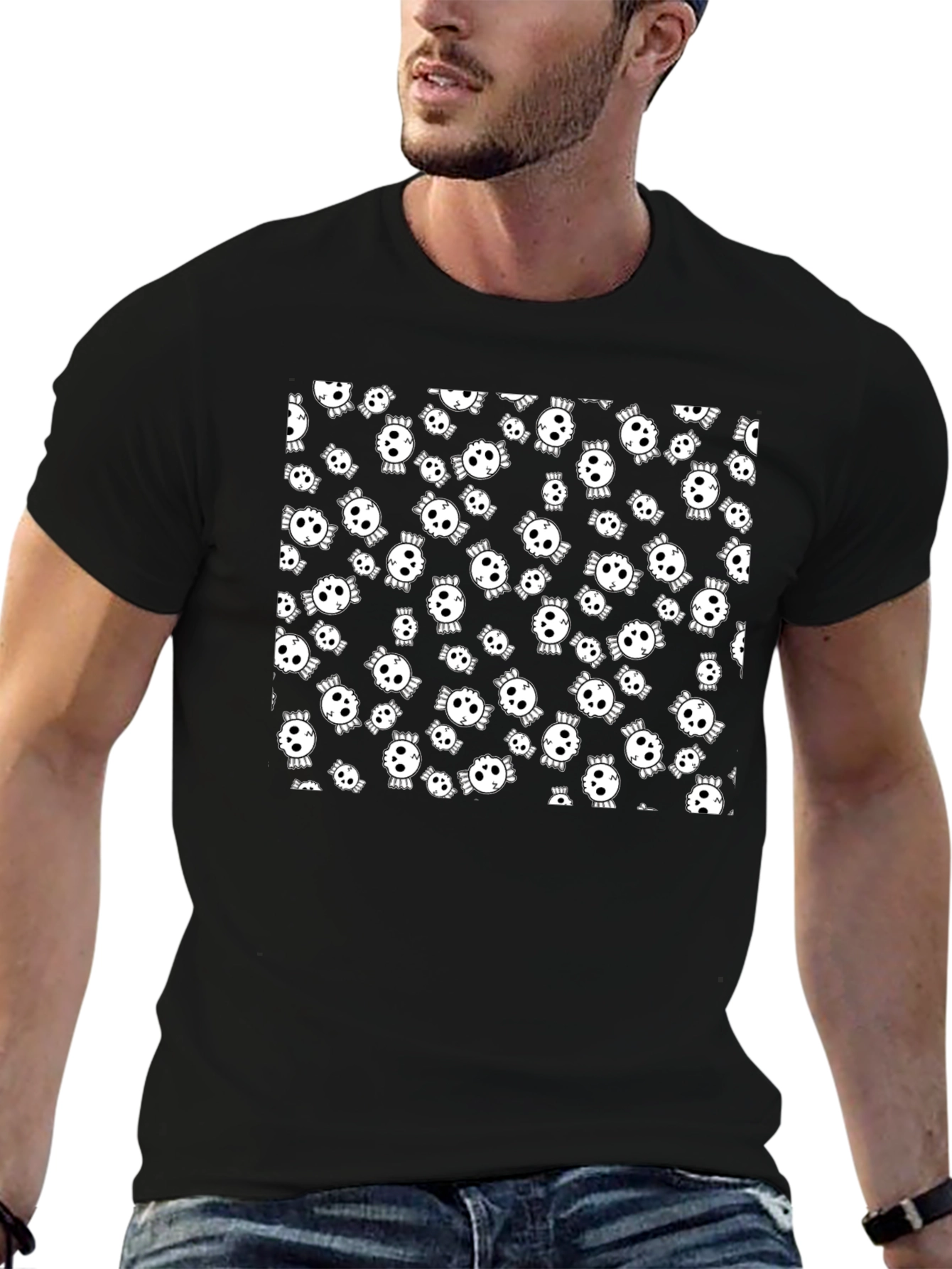 Skull Pattern Black T-Shirt