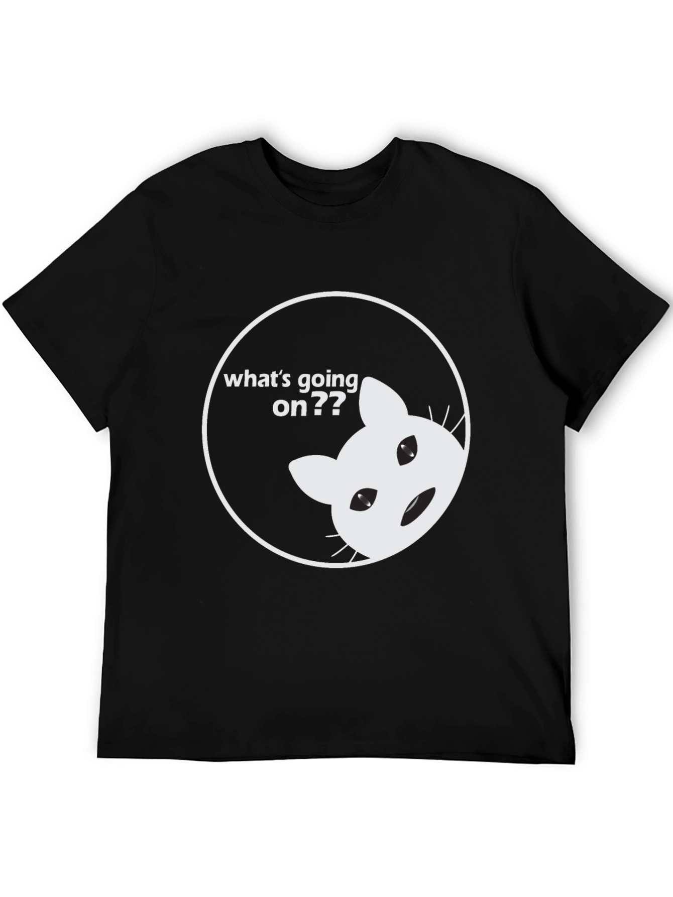 Funny Cat Whats Going On Black T-Shirt