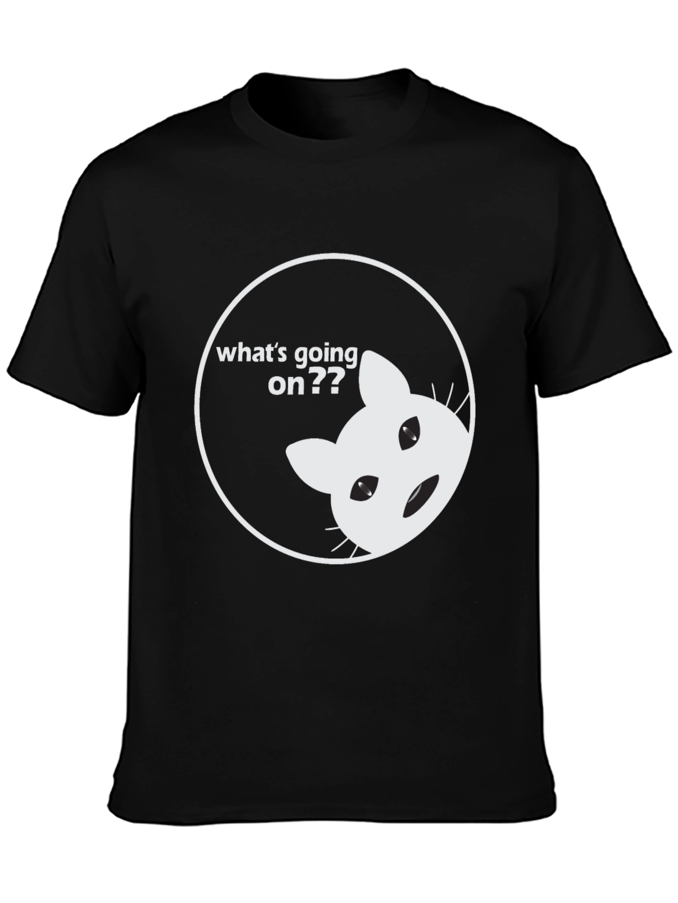 Funny Cat Whats Going On Black T-Shirt