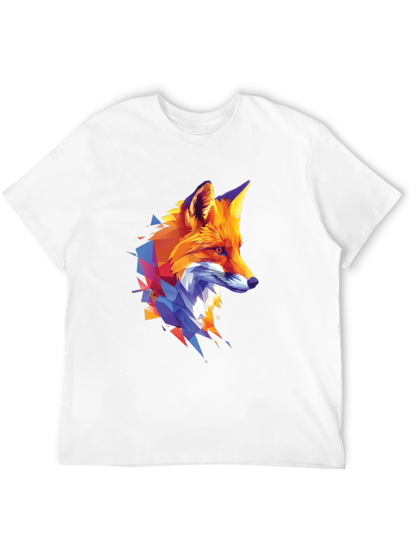 Geometric Fox Graphic Print Black T-Shirt