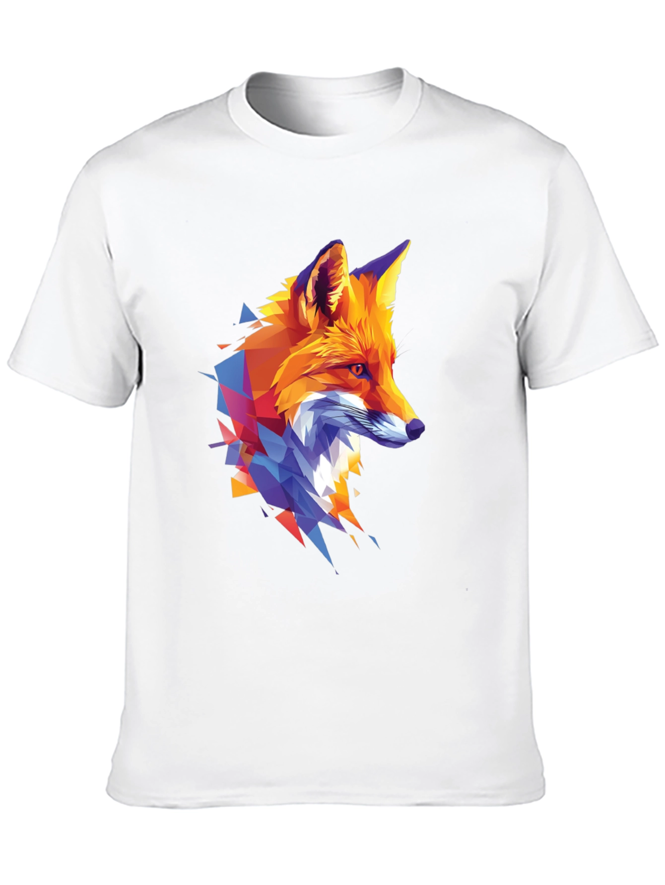 Geometric Fox Graphic Print Black T-Shirt