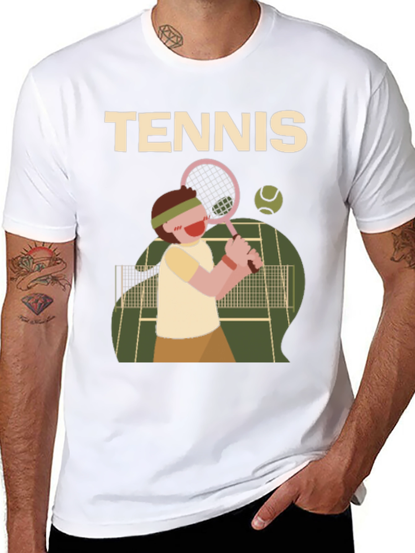 Tennis Player Graphic Tee - Black