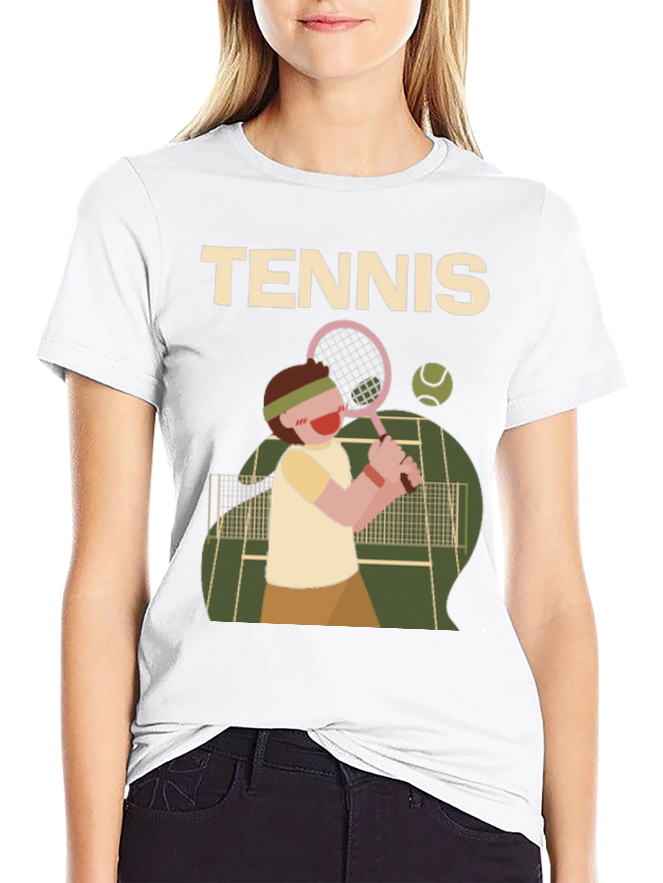 Tennis Player Graphic Tee - Black