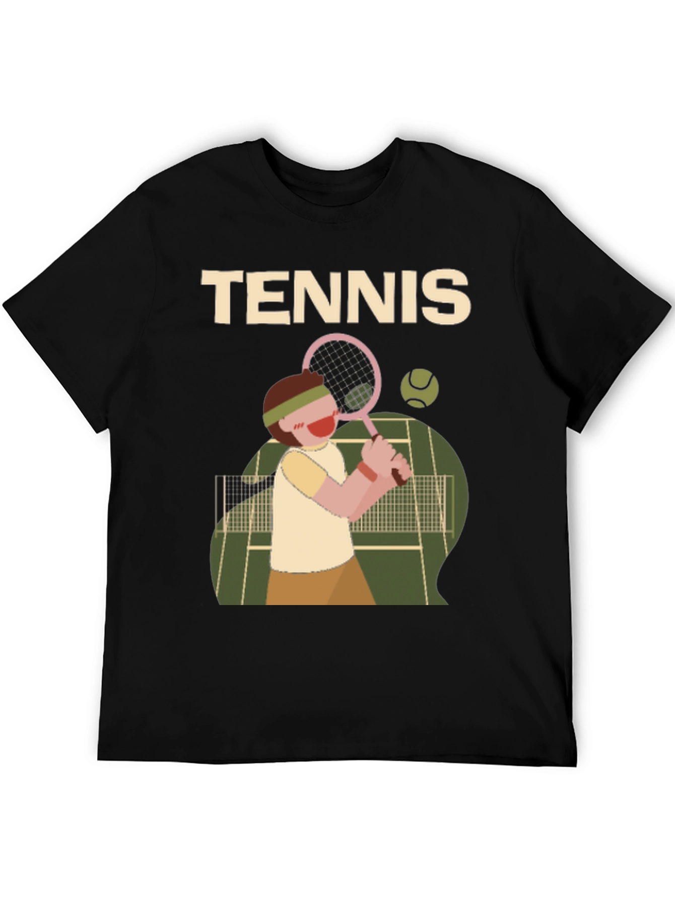 Tennis Player Graphic Tee - Black