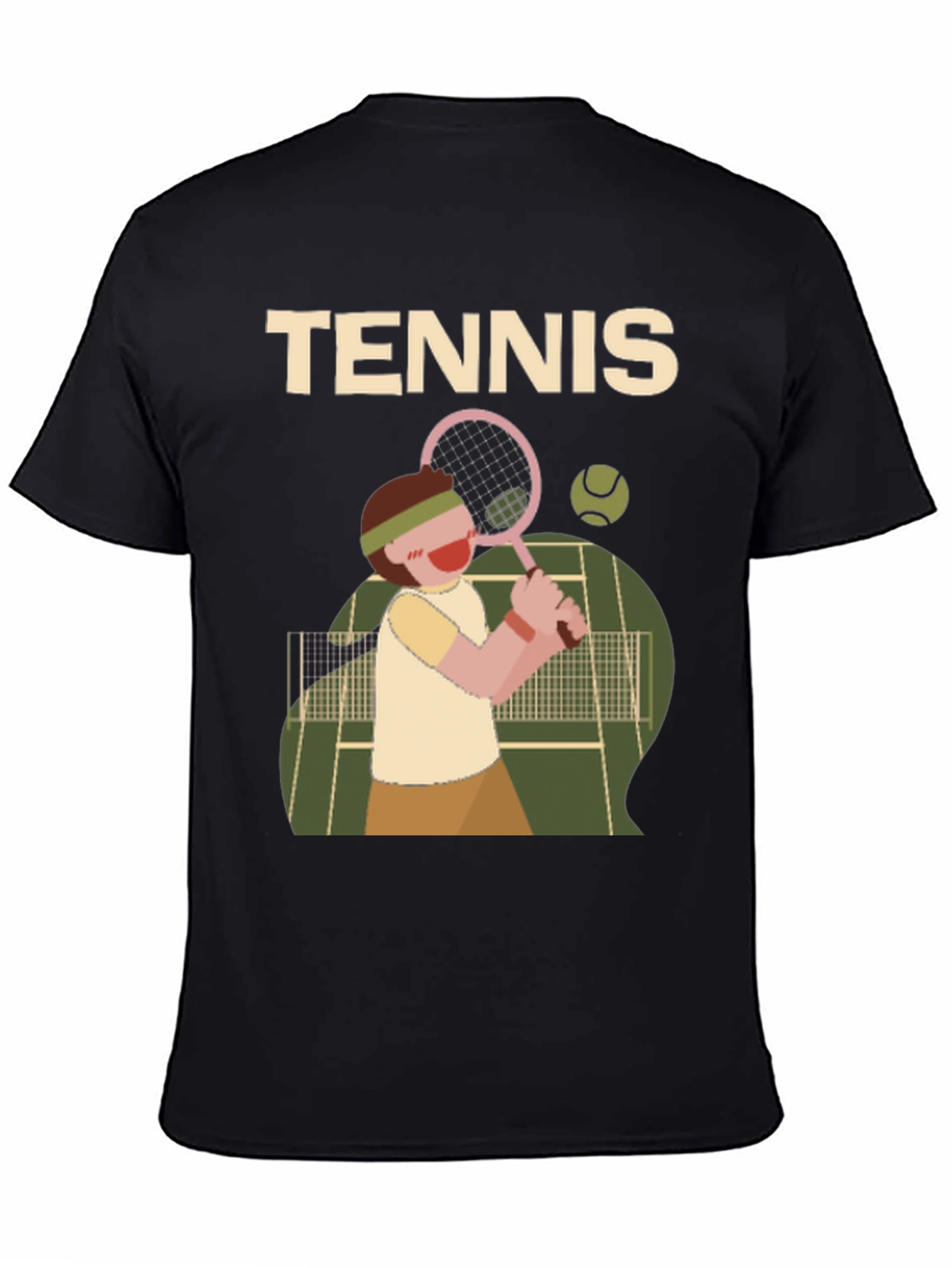 Tennis Player Graphic Tee - Black