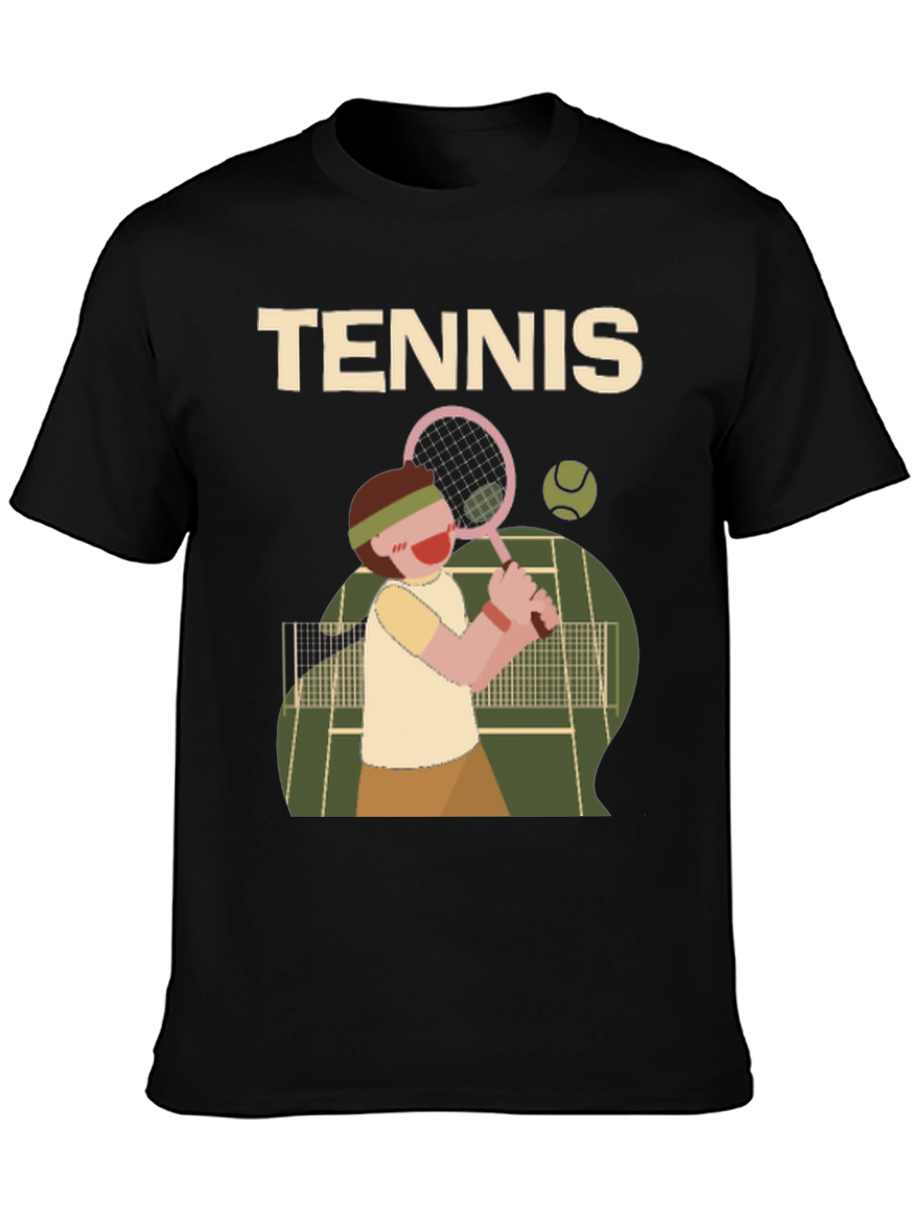Tennis Player Graphic Tee - Black
