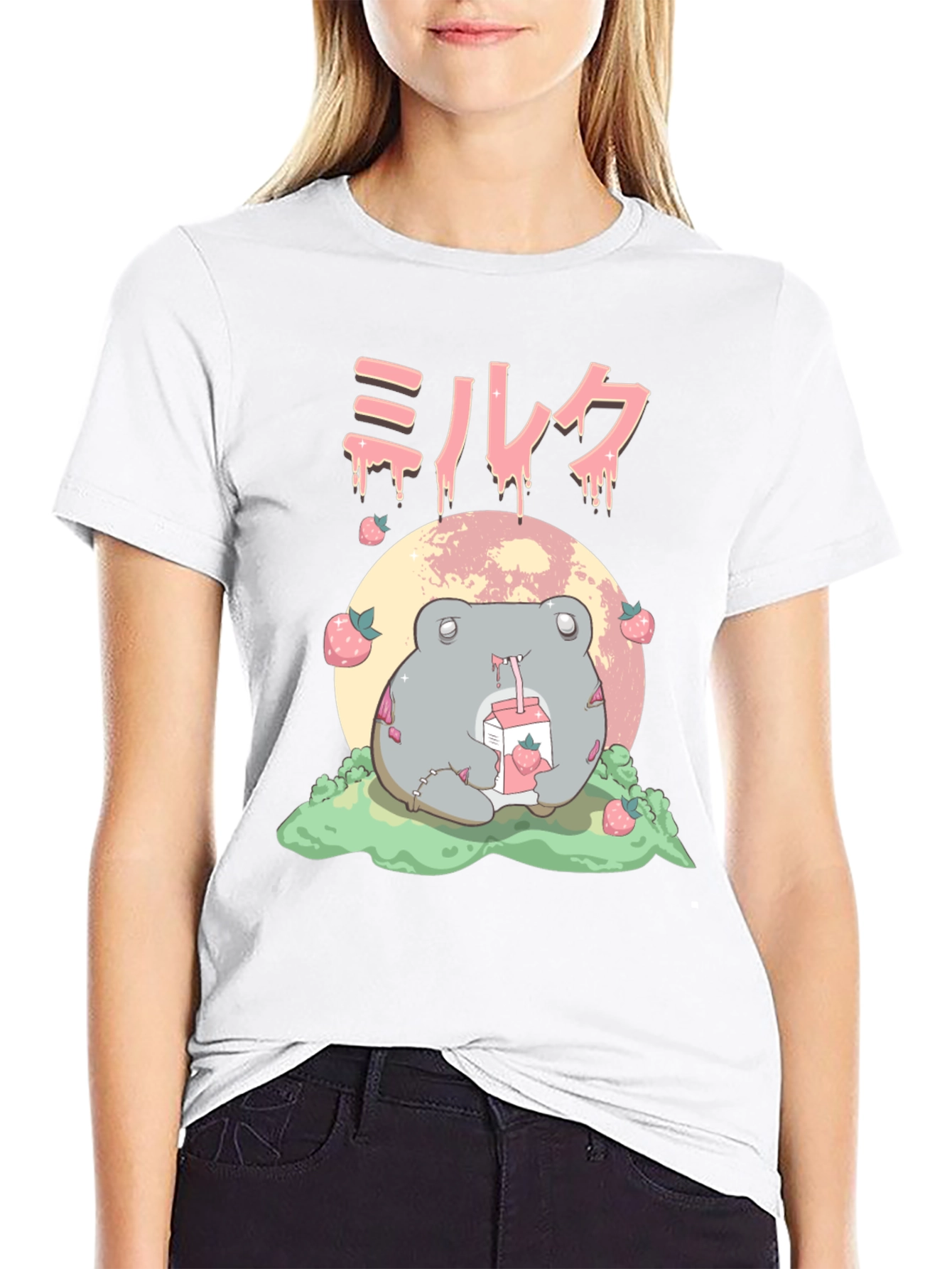 Strawberry Milk Frog Graphic T-Shirt